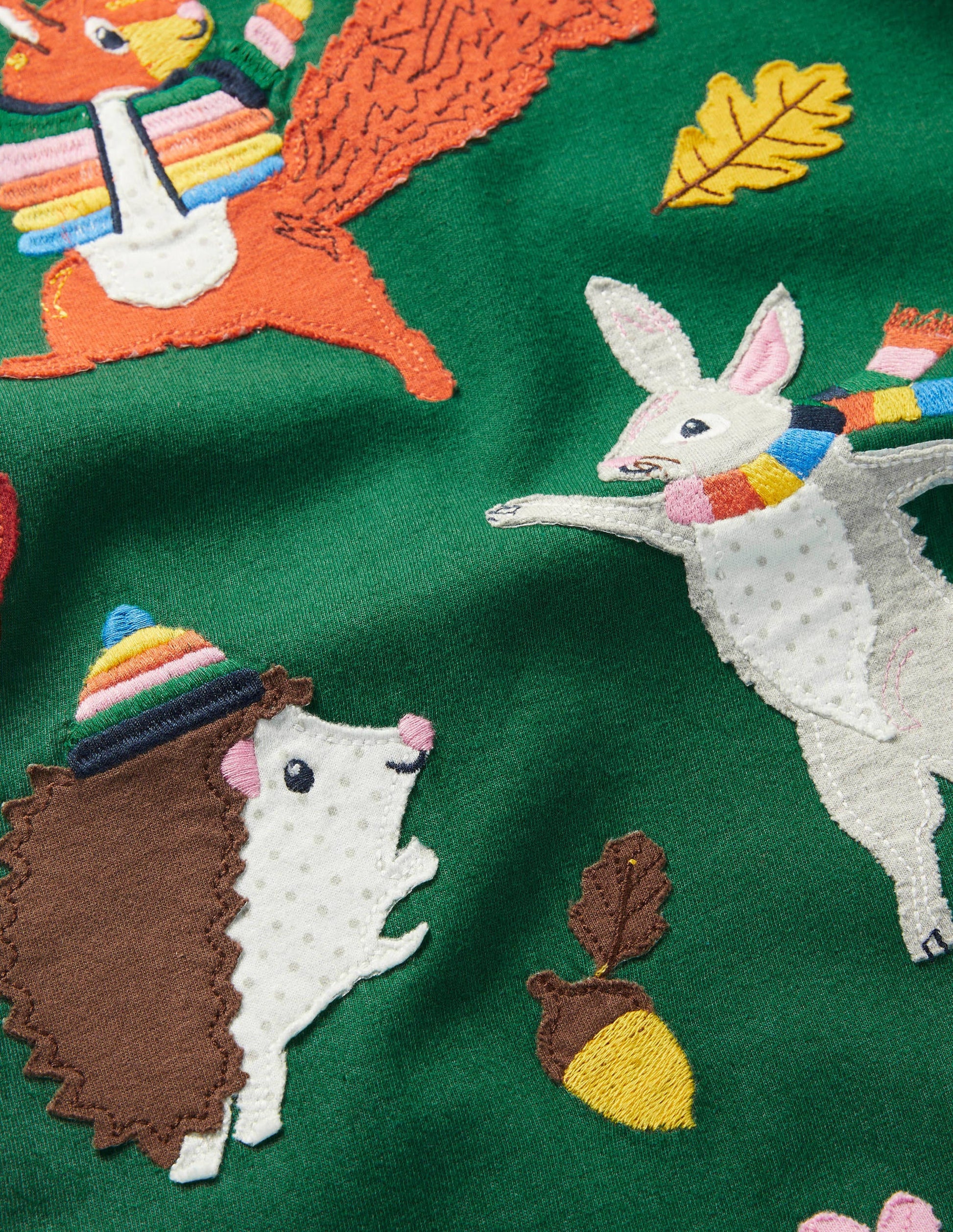 Big Appliqué Jersey Dress-Forest Green Animals-3