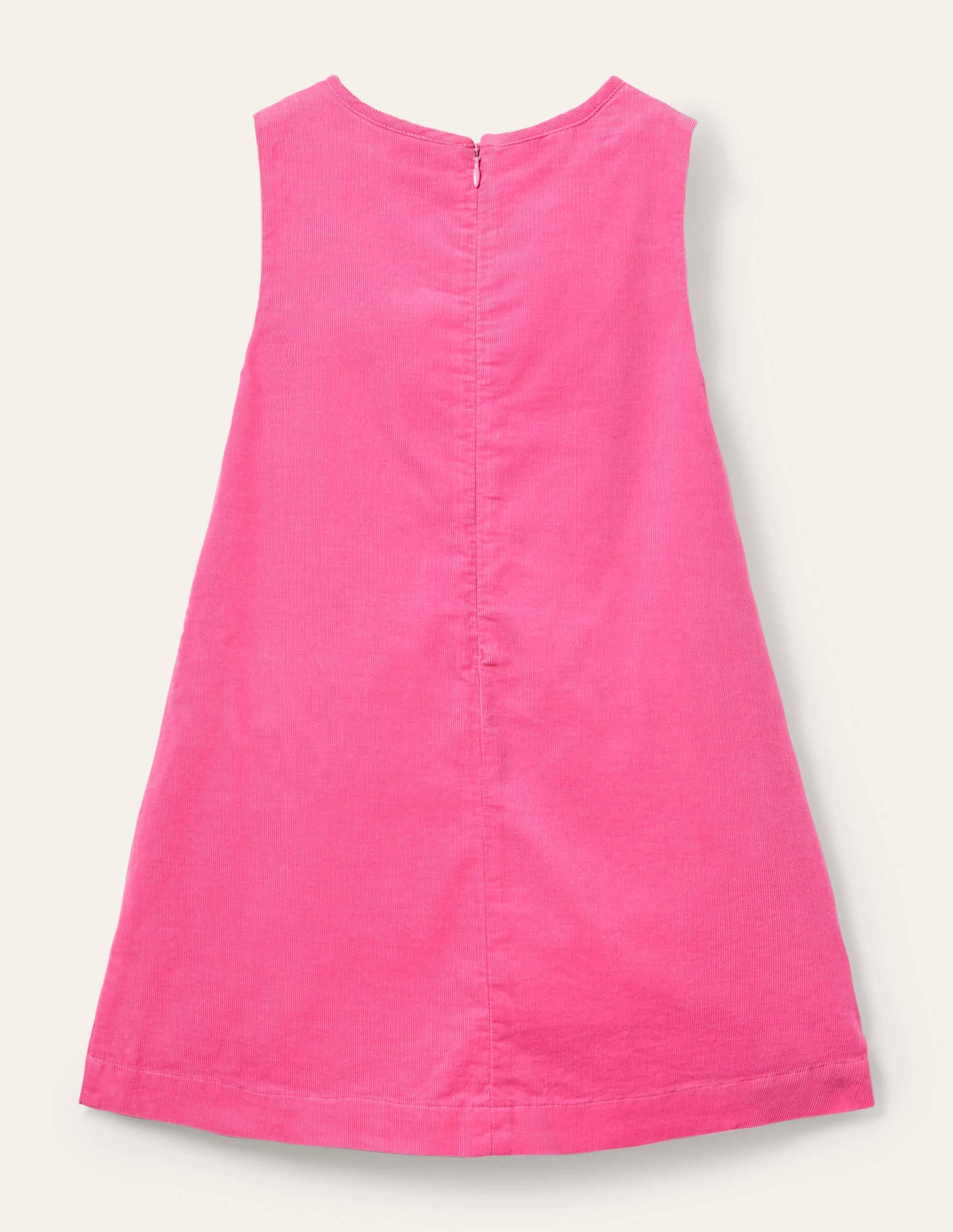 Cord Appliqué Pinafore Dress-Bright Petal Pink Foxes-2