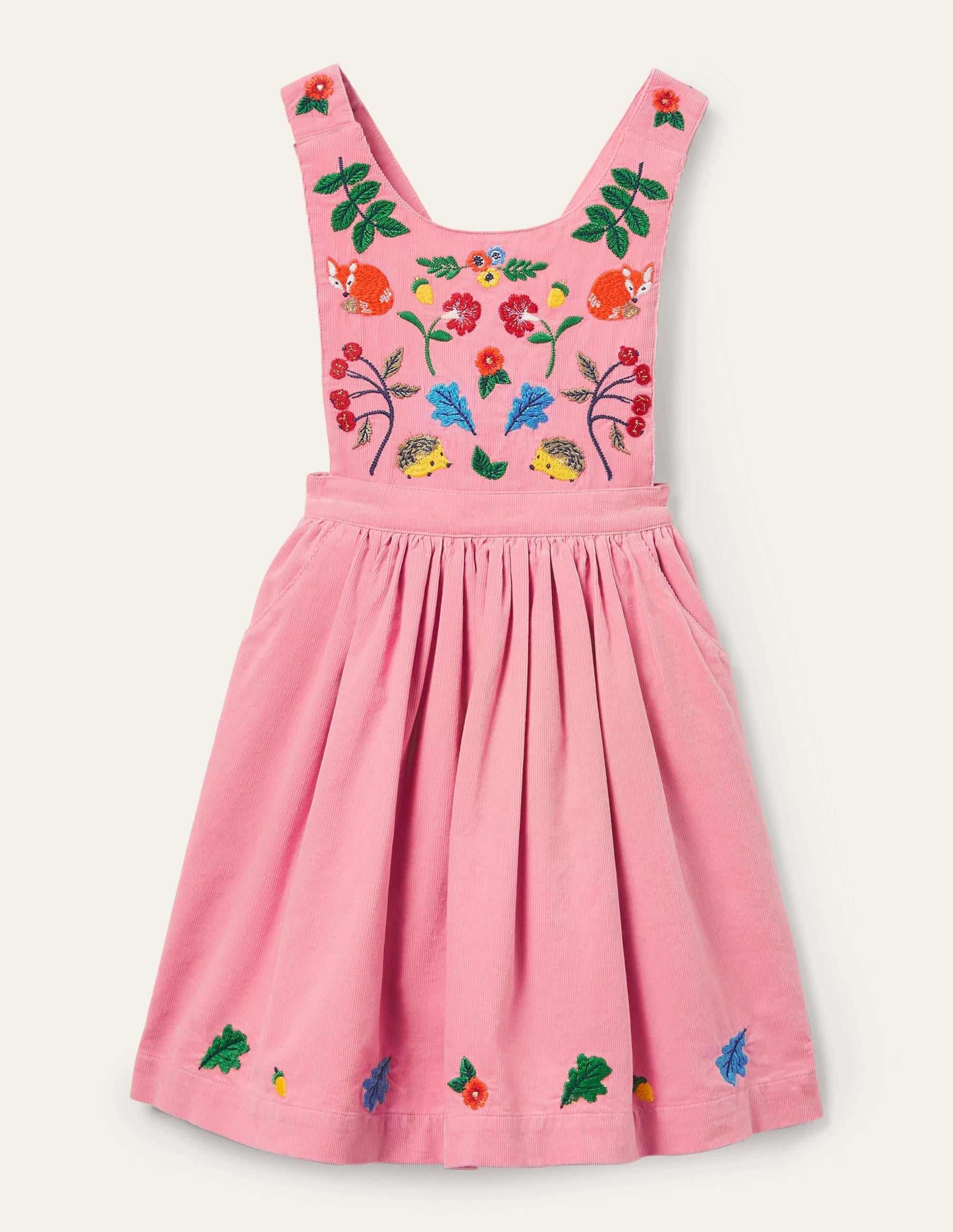 Embroidered Pinafore Dress-Formica Pink Cord - Image 1