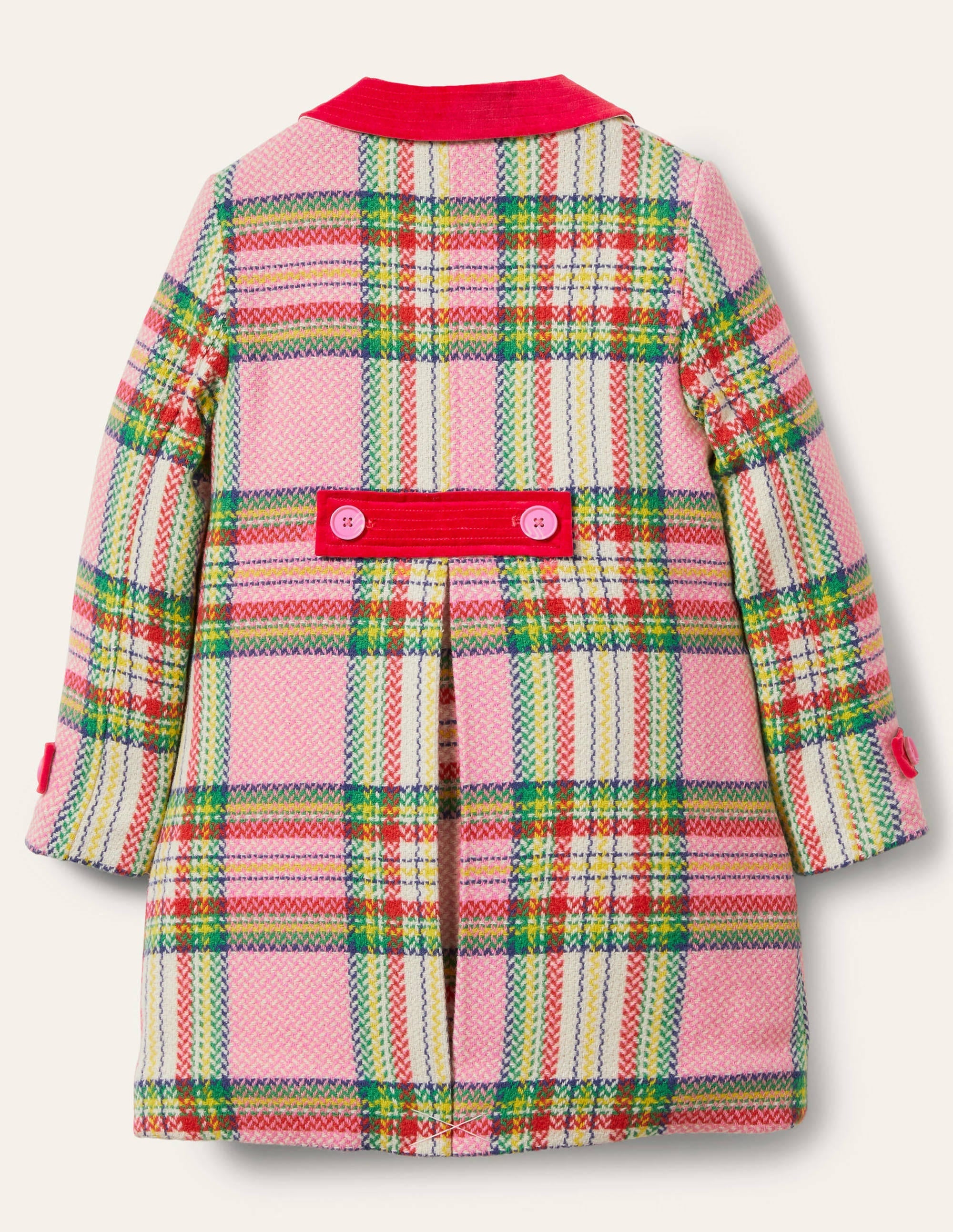 Colourful Wool Coat-Pink Blanket Check - Image 2
