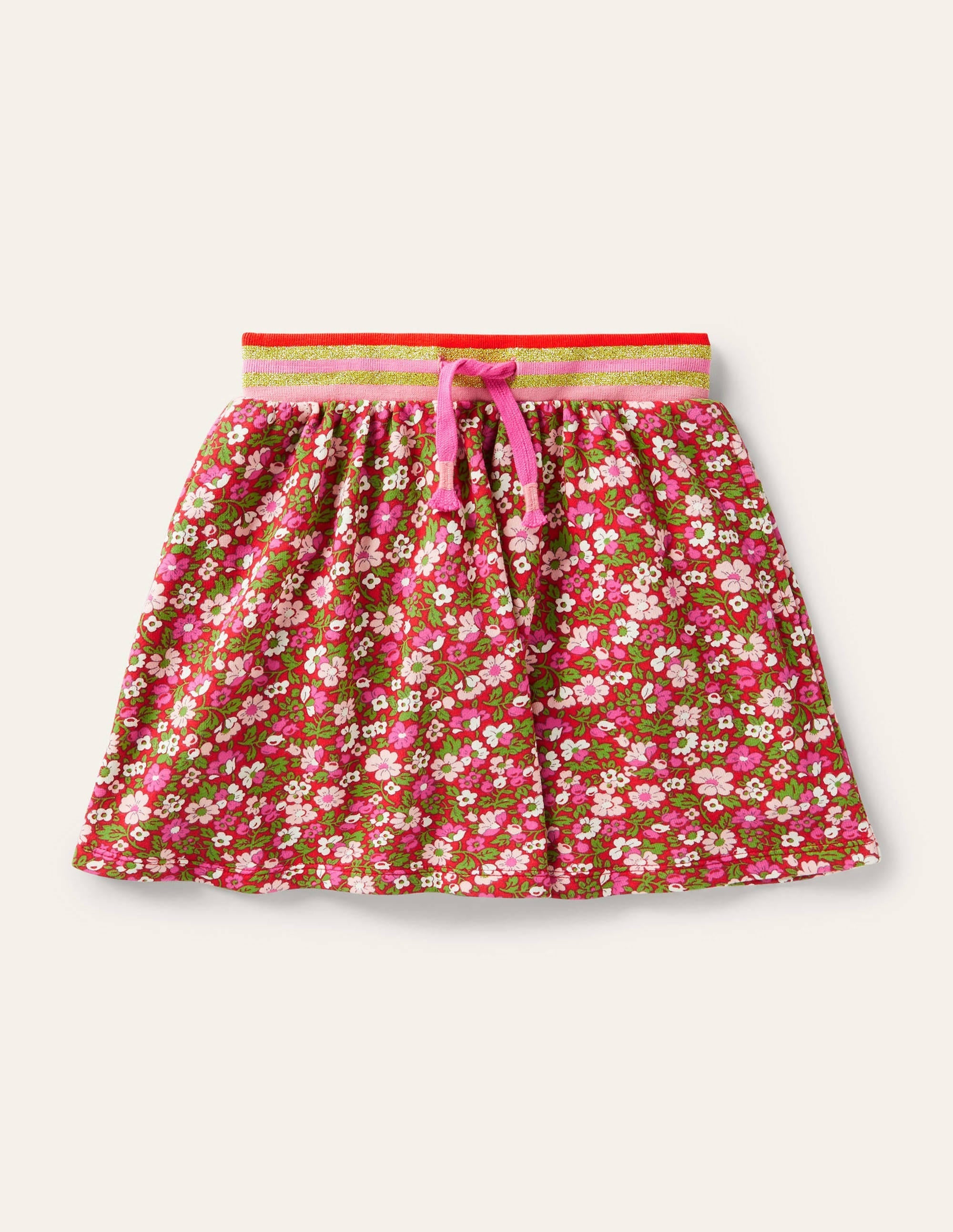Cosy Twirly Sweatshirt Skirt-Rockabilly Red Vintage Floral - Image 1