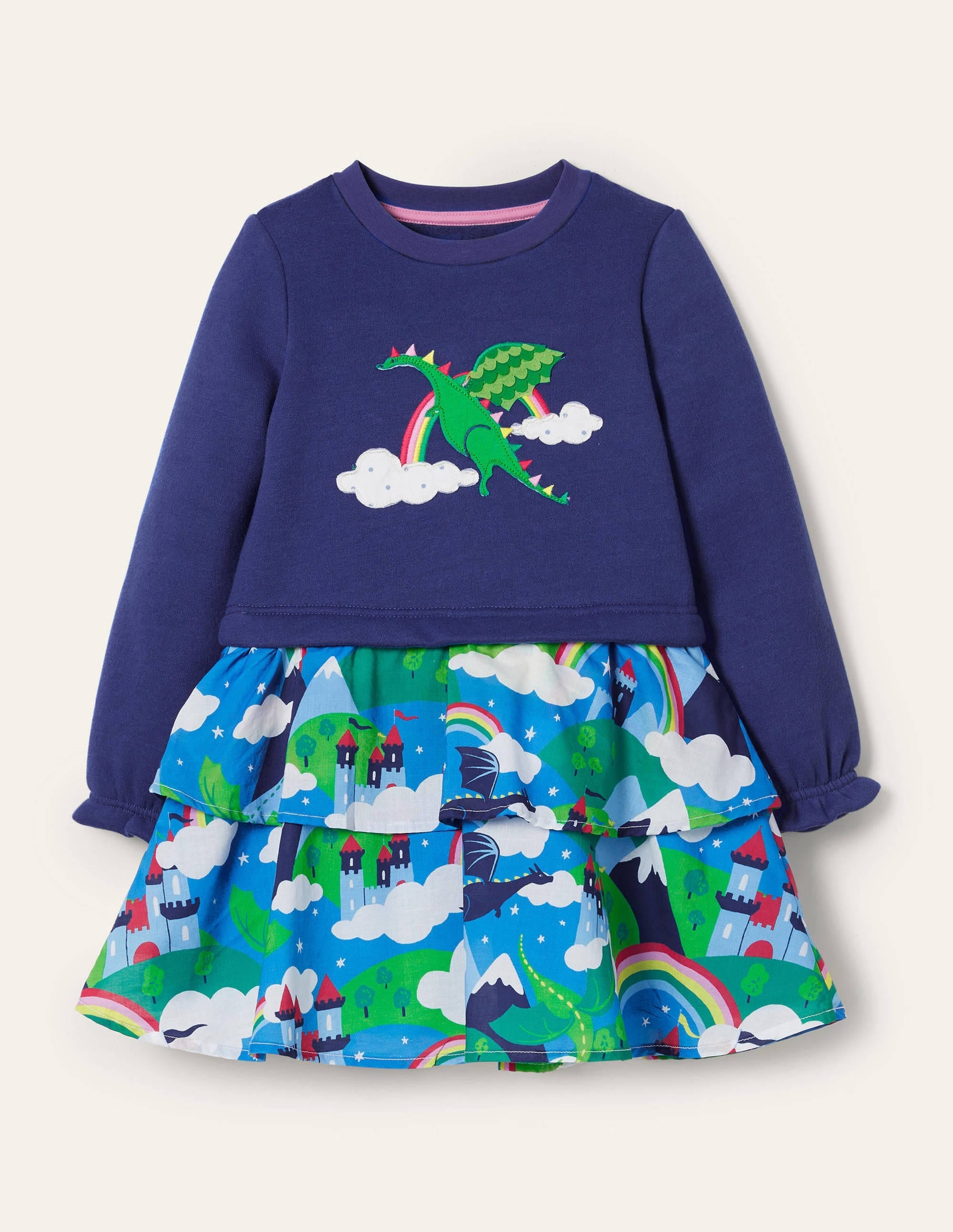 Appliqué Hotchpotch Dress-Multi Dragon Sky - Image 1
