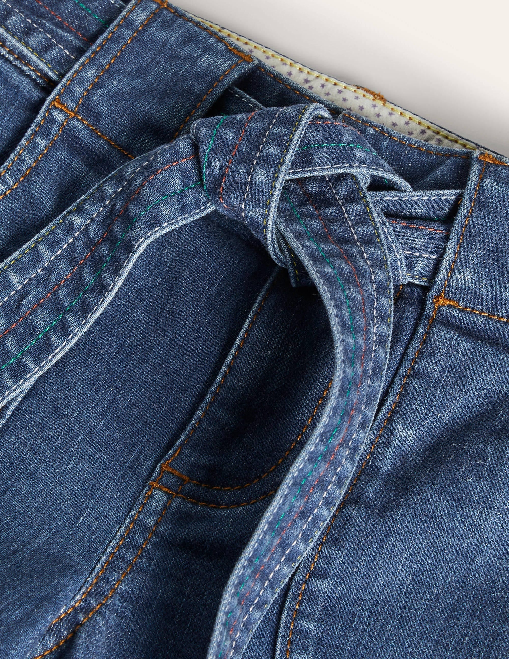 Mini-me Rainbow Tie Waist Jean-Mid Vintage Denim - Image 3