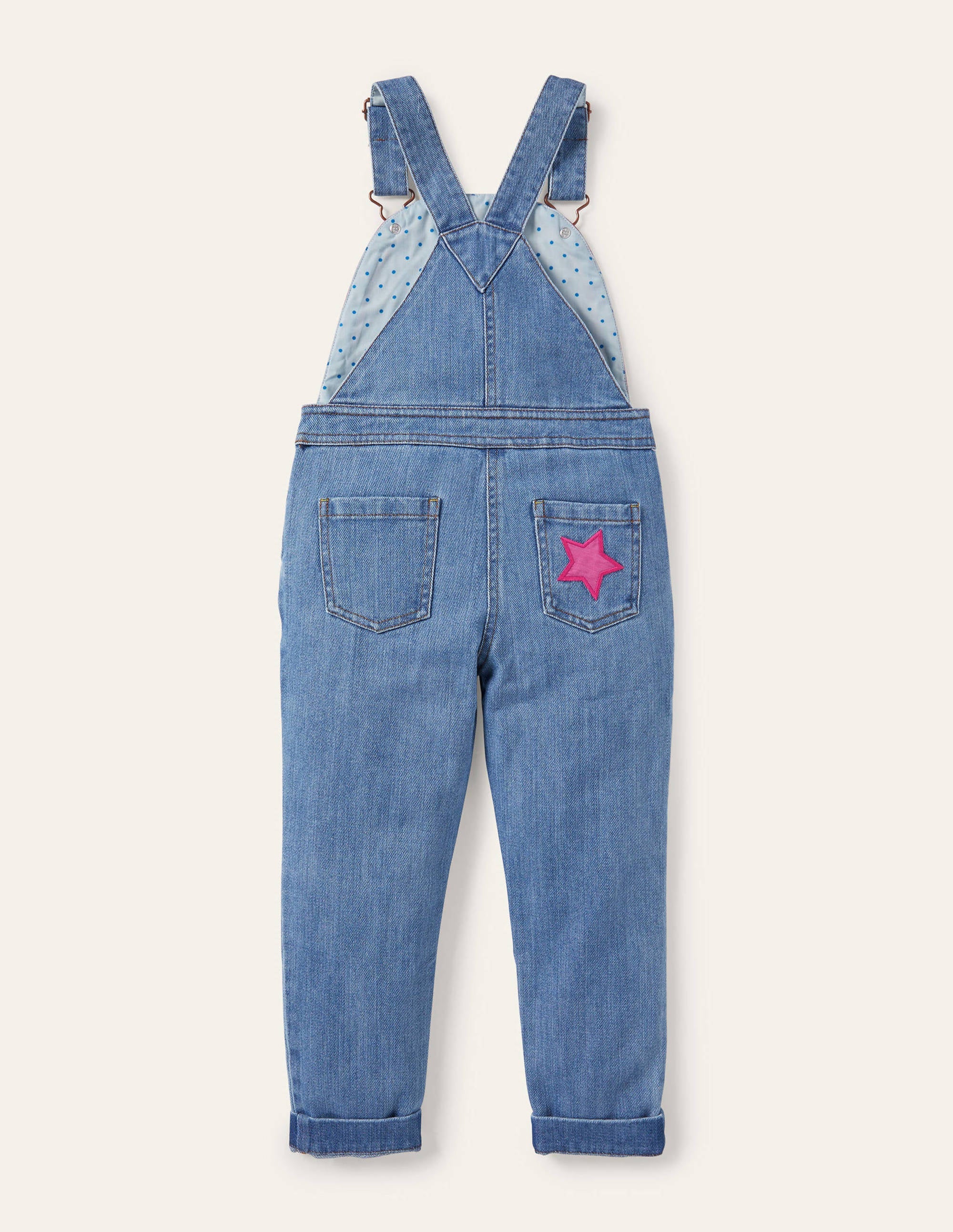 Rainbow Appliqué Dungarees-Mid Vintage Denim - Image 2