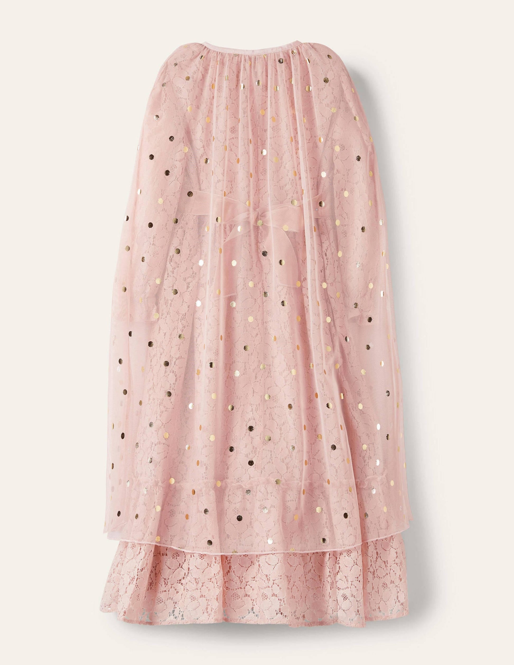 Lace Cape Dress-Provence Pink/ Gold Foil Spot-2