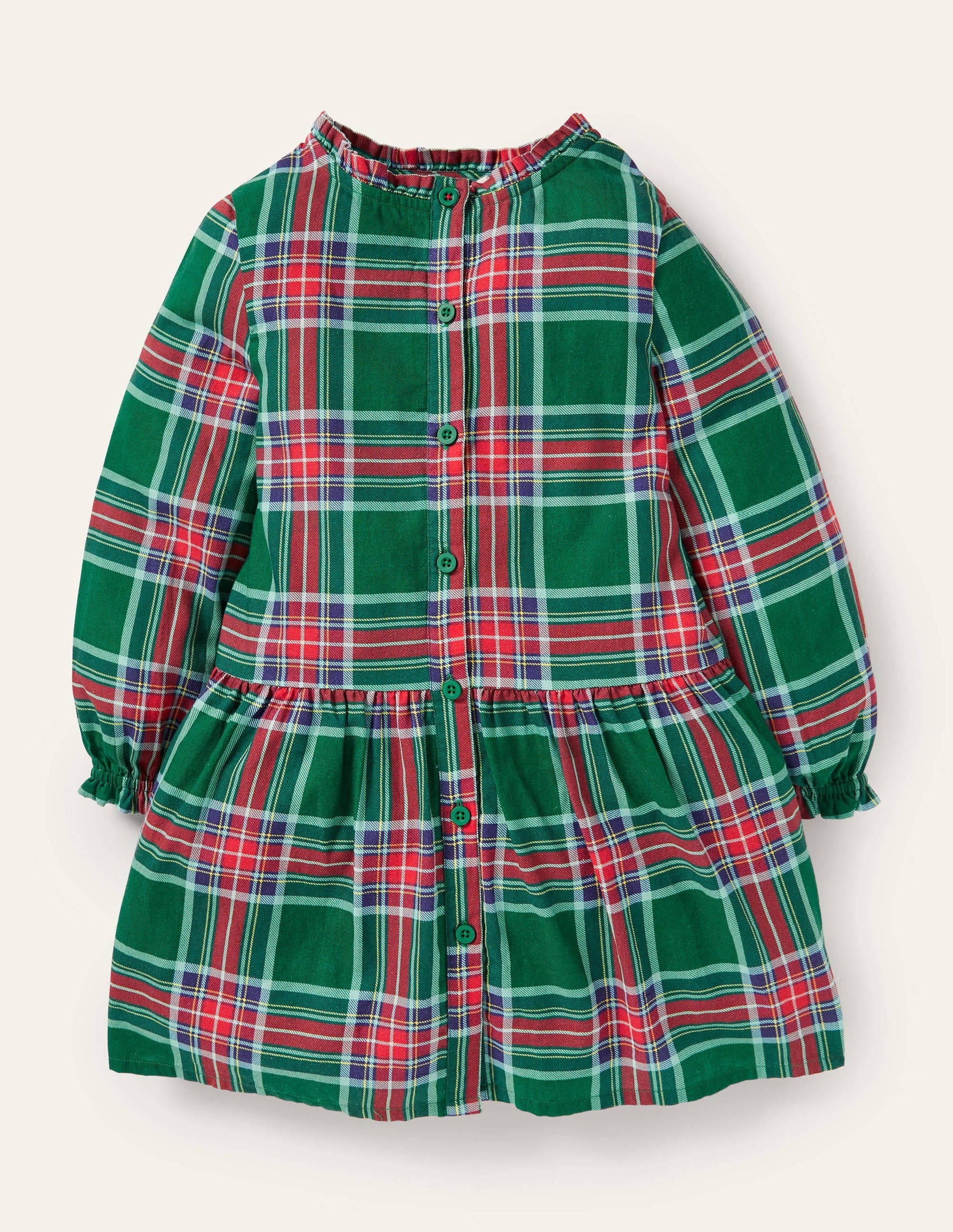 Relaxed Woven Check Dress-Forest Green Check-1