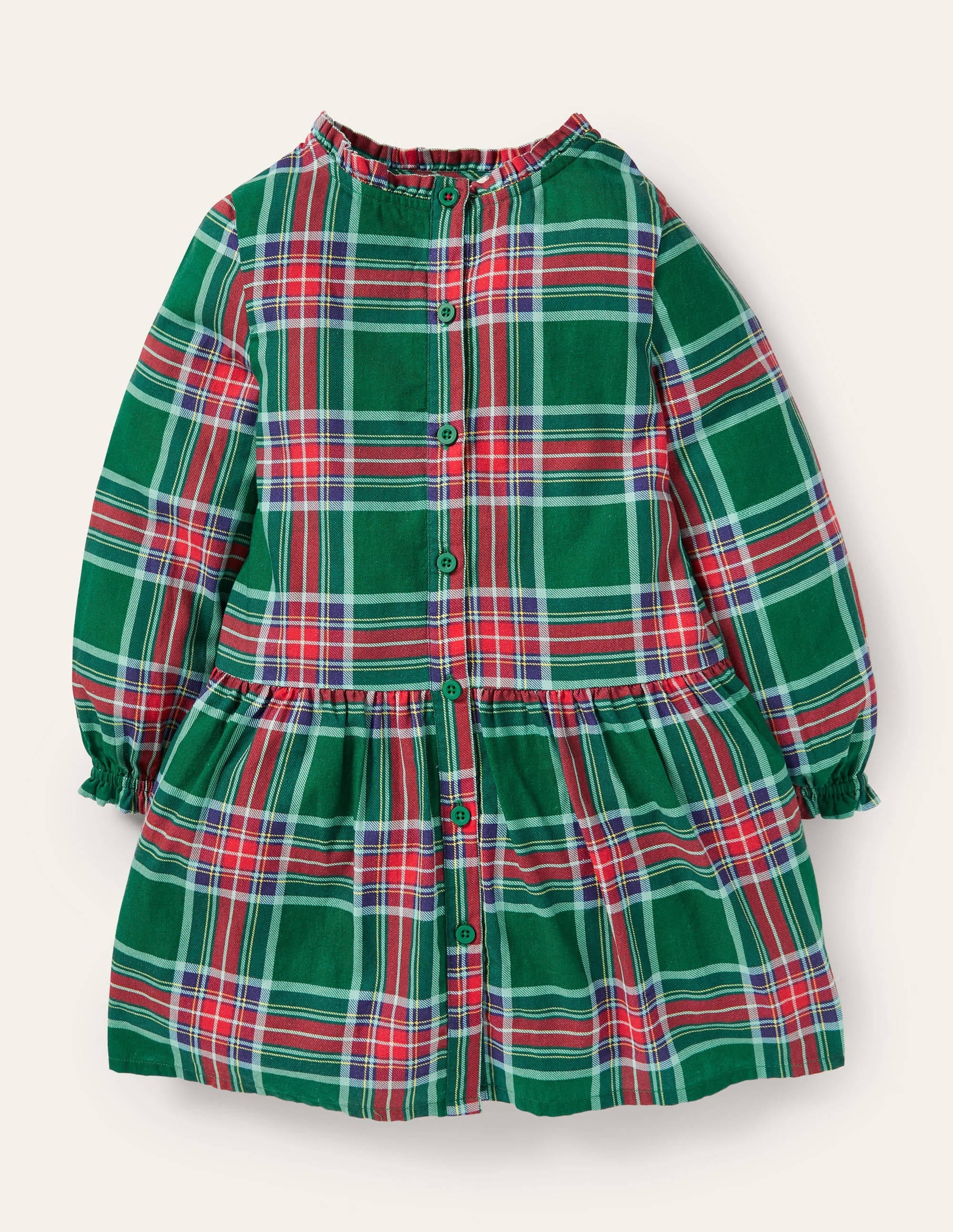 Relaxed Woven Check Dress-Forest Green Check - Image 1