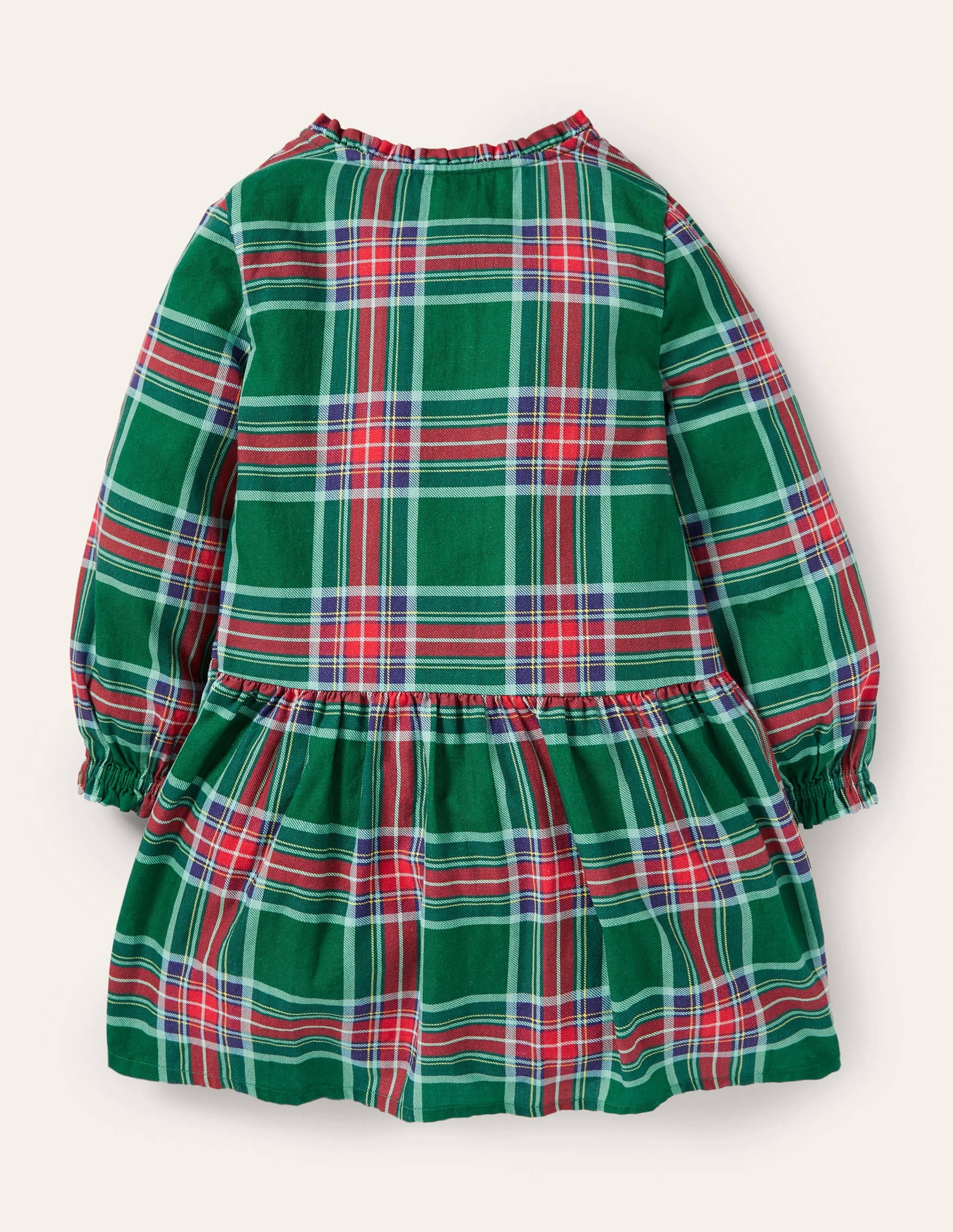 Relaxed Woven Check Dress-Forest Green Check - Image 2