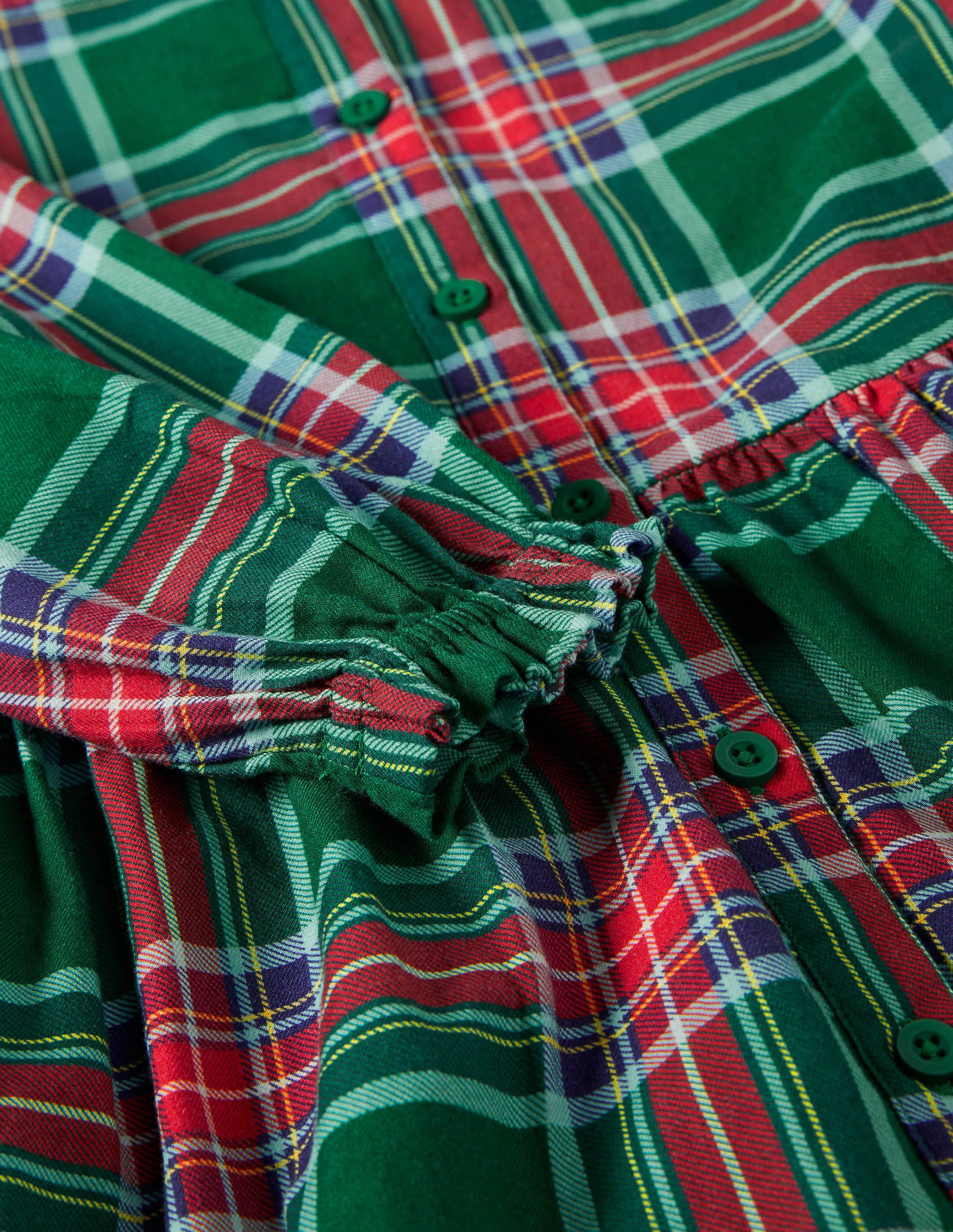 Relaxed Woven Check Dress-Forest Green Check - Image 3