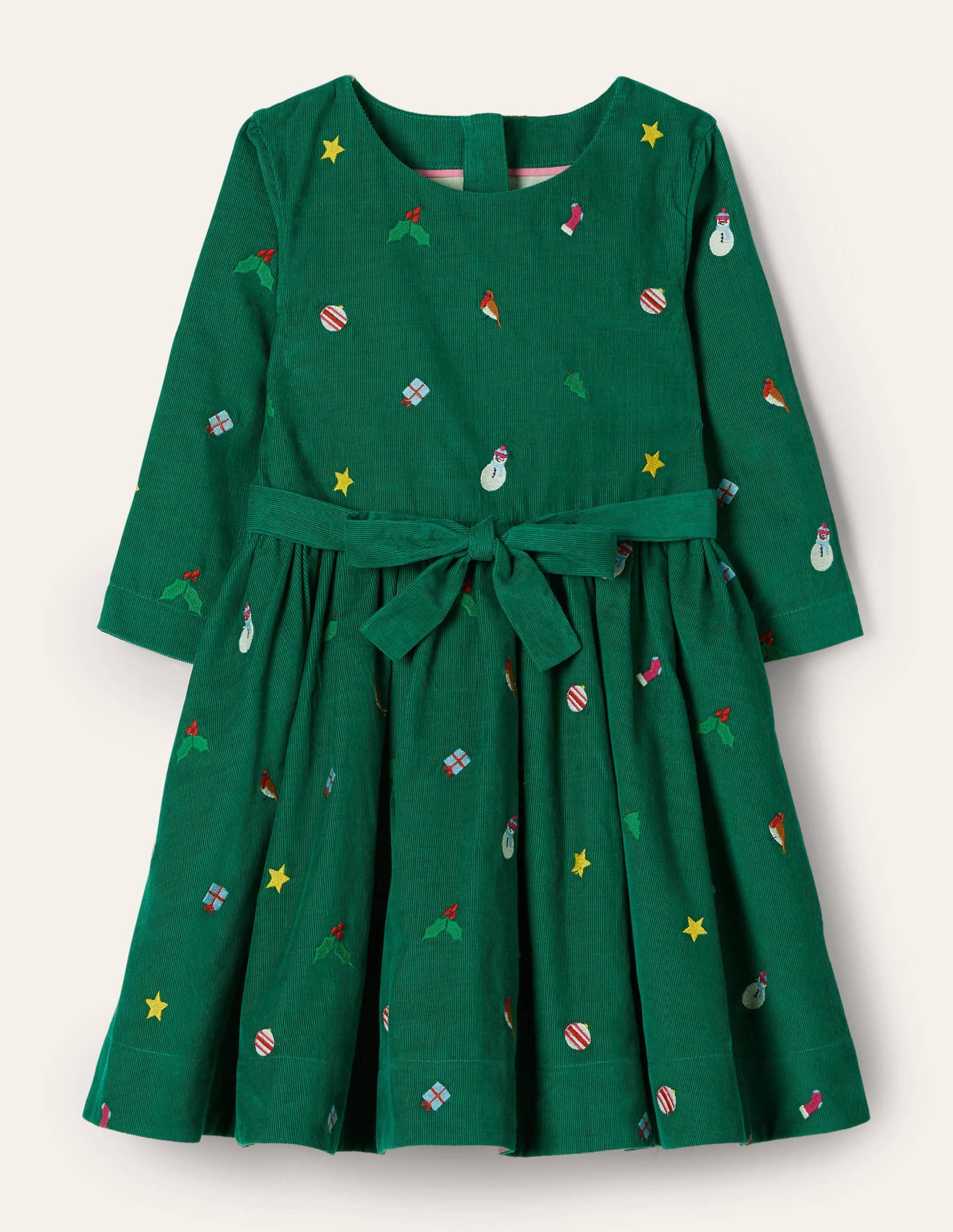 Embroidered Cord Dress-Forest Green - Image 1