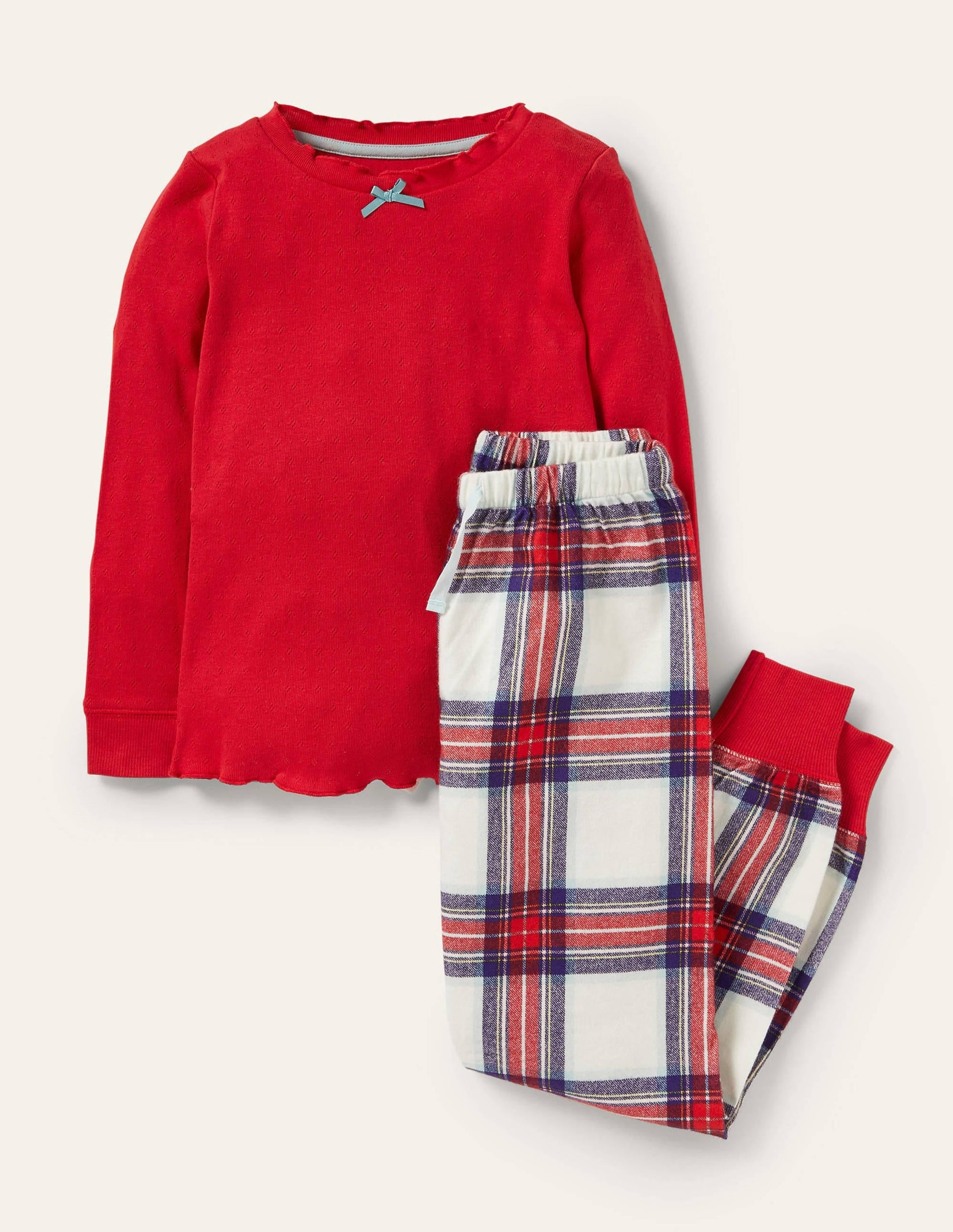 Festive Pyjama Set-Ivory/Rockabilly Red Check-1