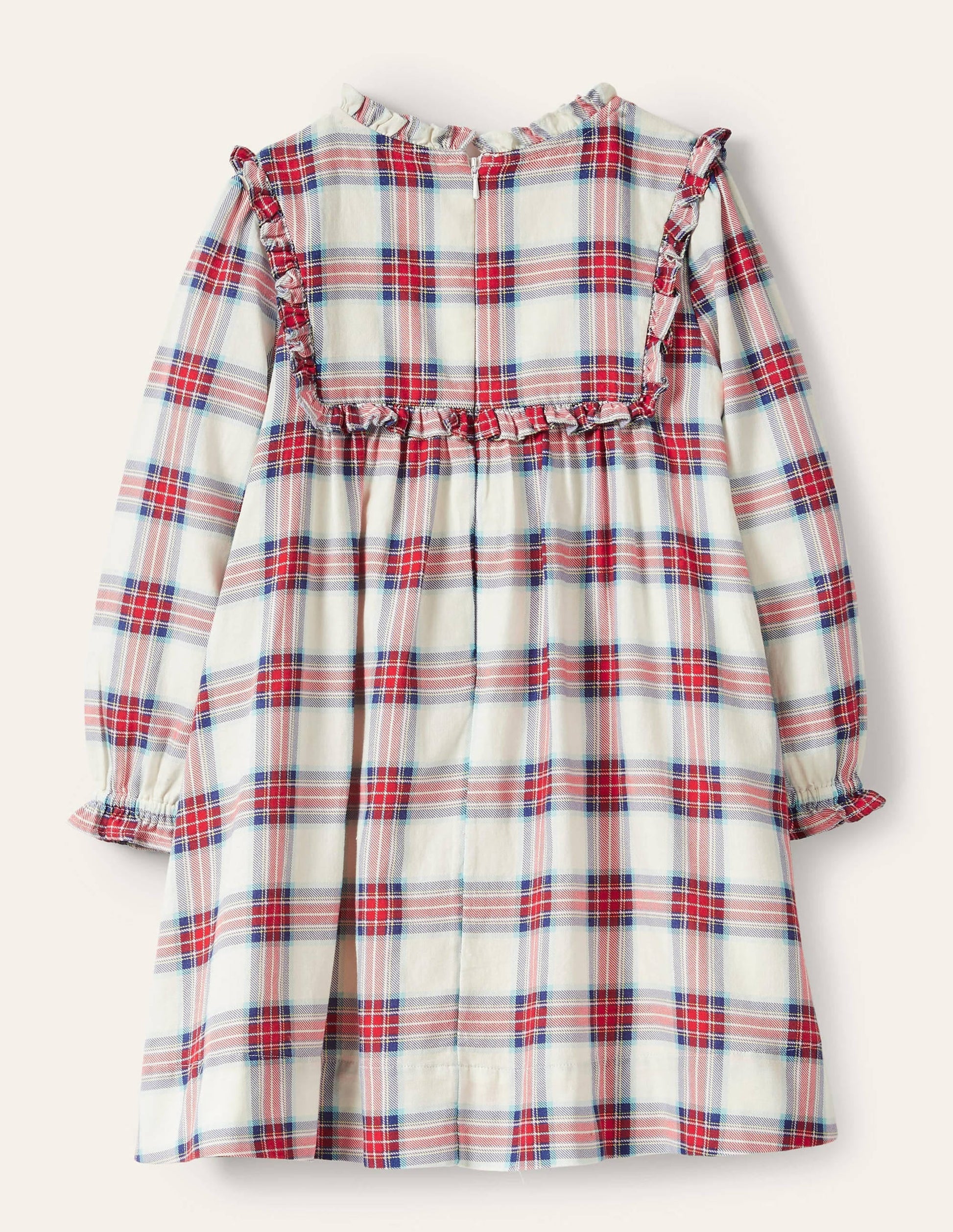 Nostalgic Ruffle Dress-Ivory/ Rockabilly Red Check-2