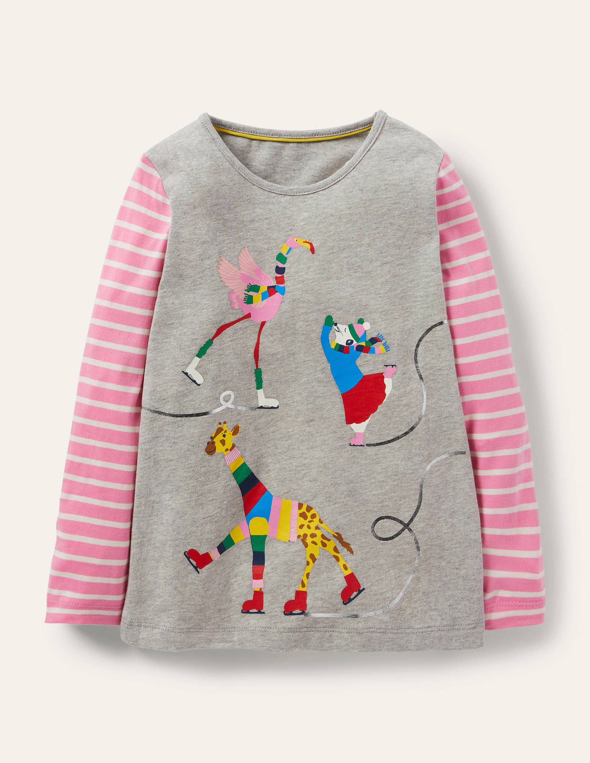 Hotchpotch Animal T-shirt-Grey Marl Ice Skating - Image 1