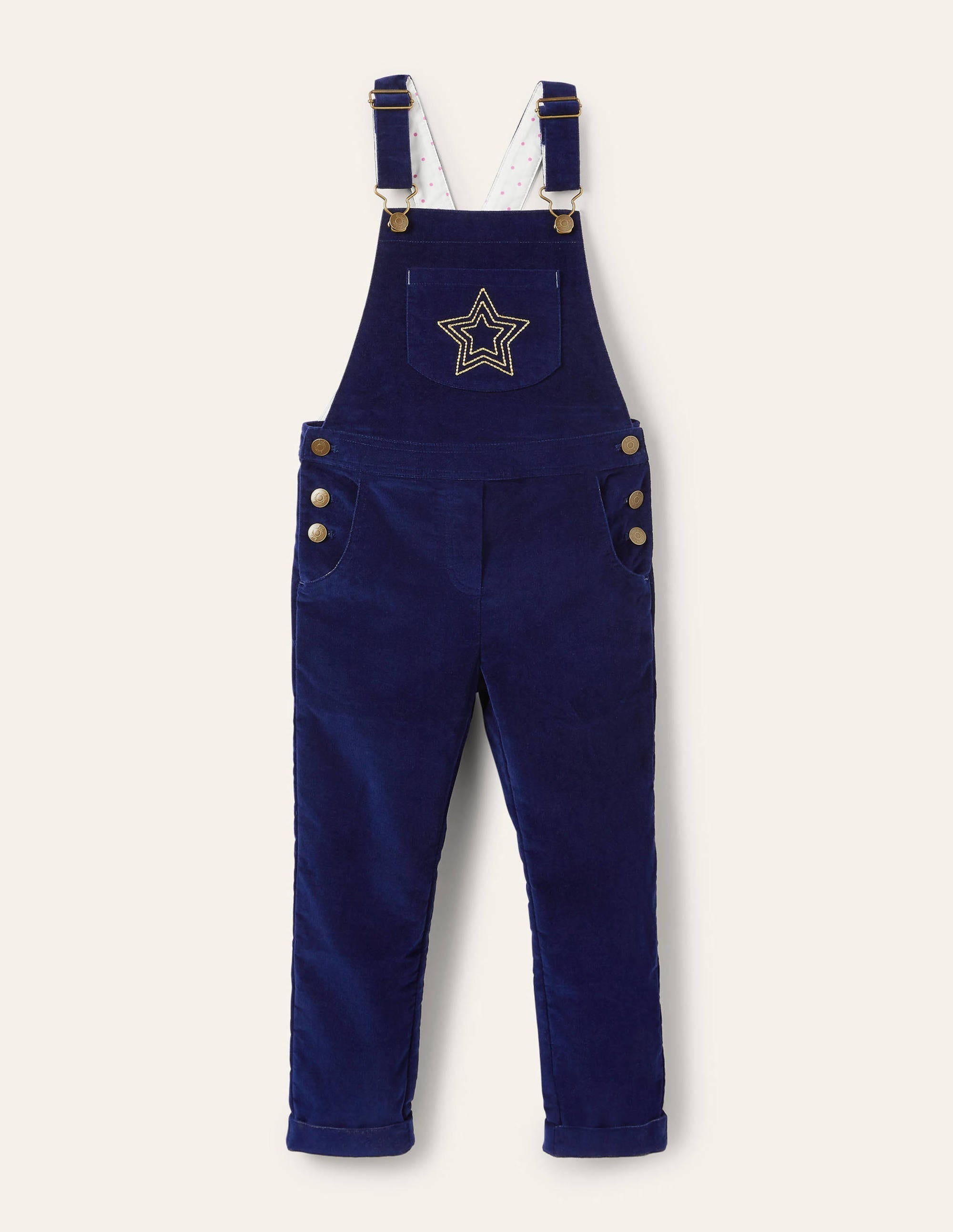 Velvet Dungarees-College Navy - Image 1