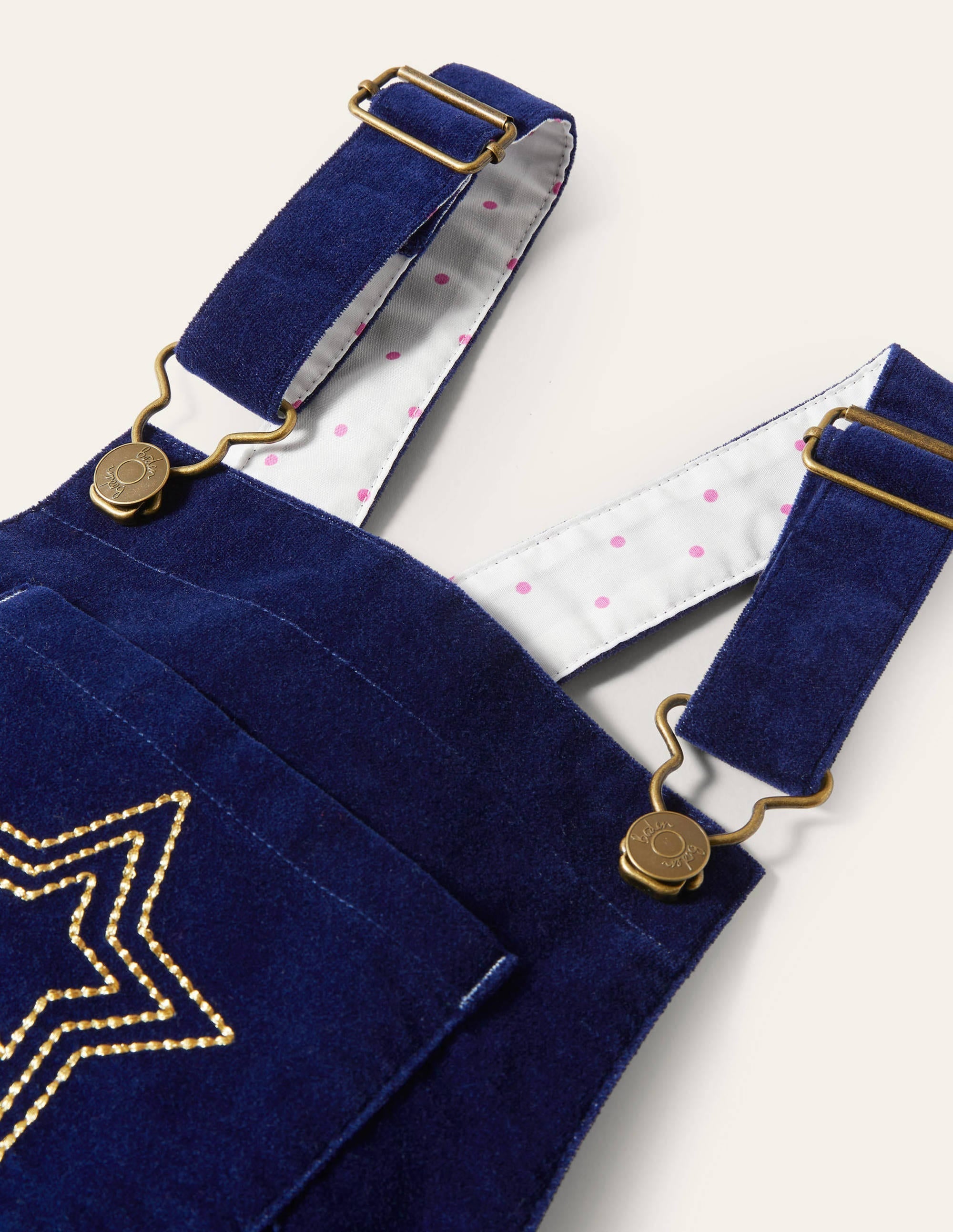Velvet Dungarees-College Navy - Image 3