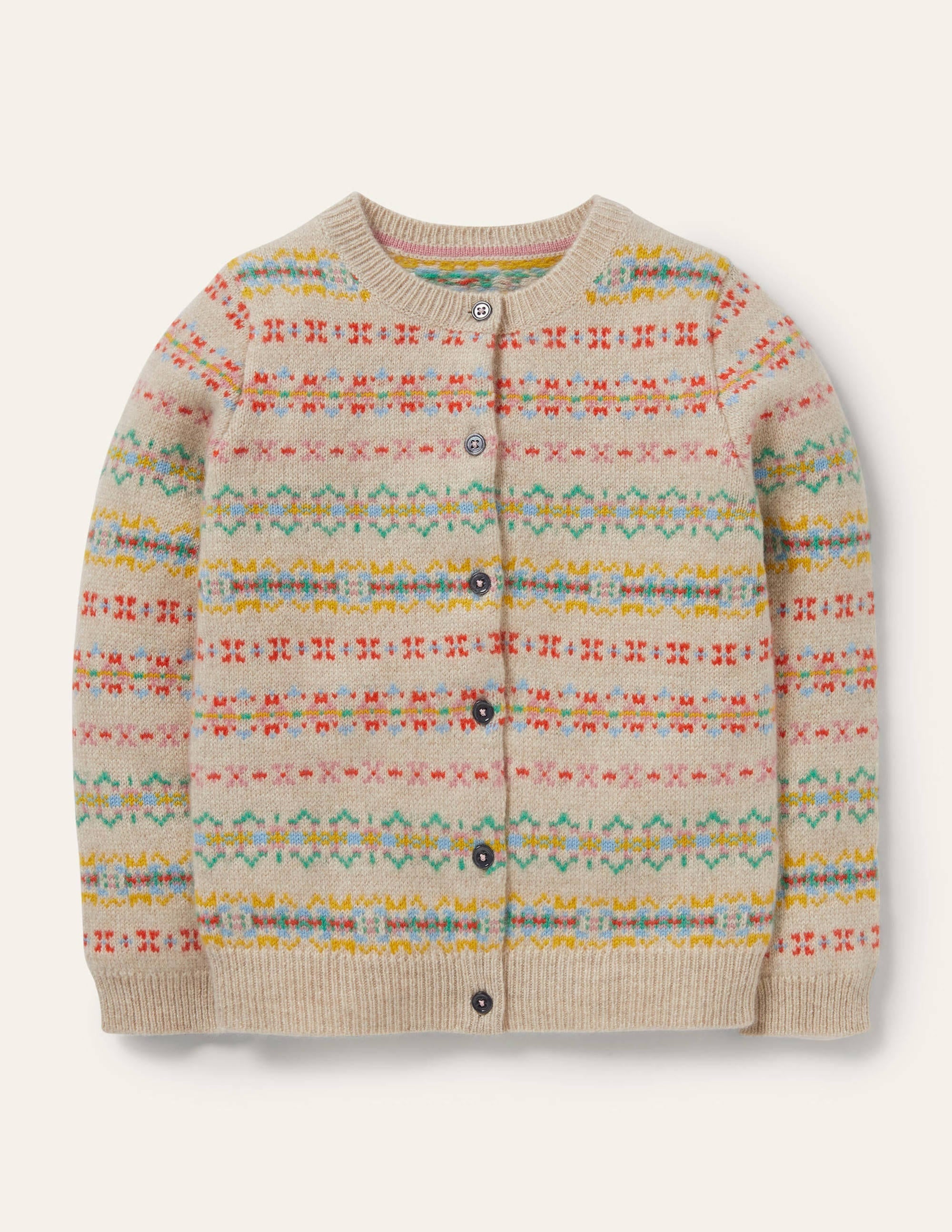 Cashmere Fair Isle Cardigan-Oatmeal Marl Fair Isle - Image 1