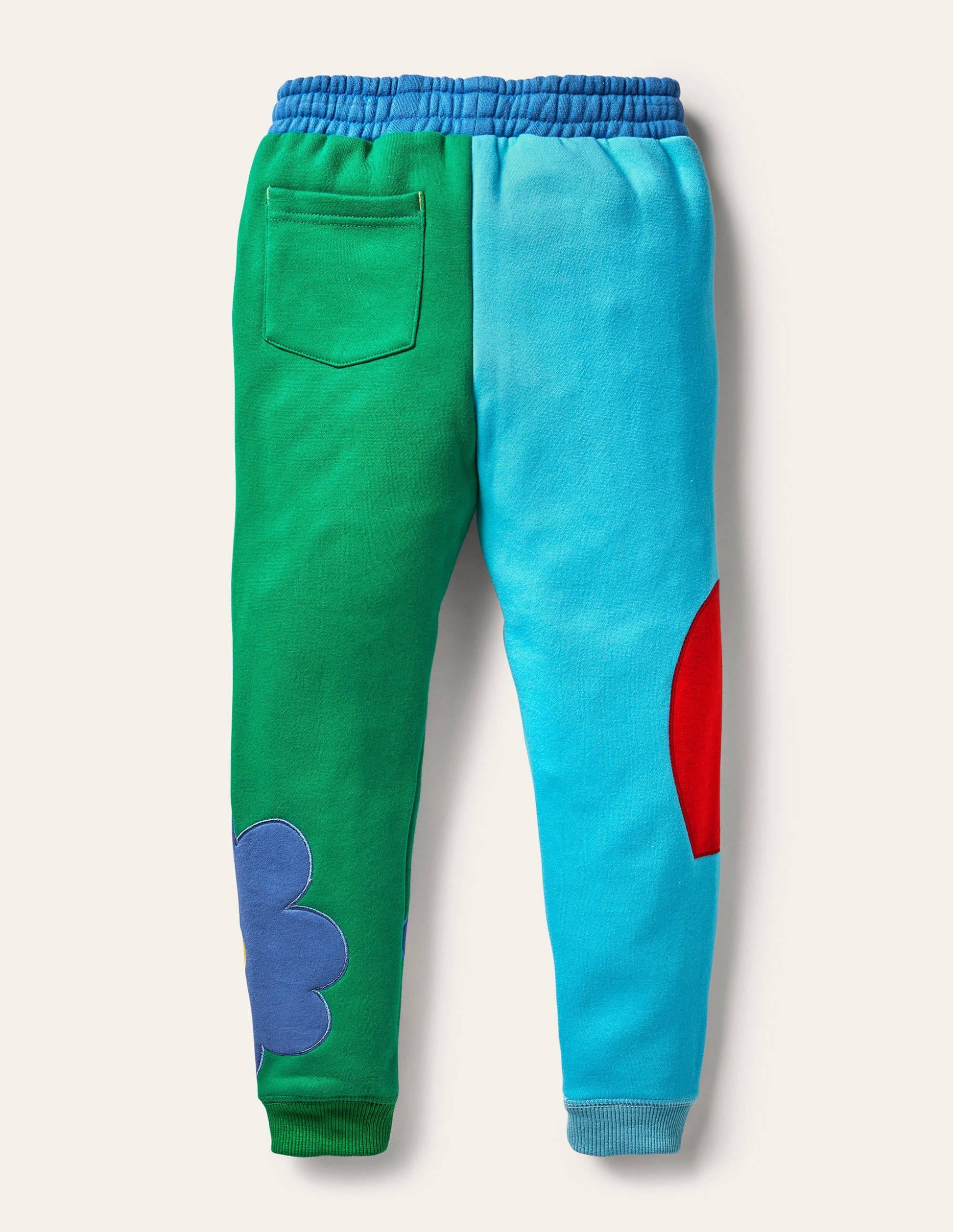 Colour Block Appliqué Jogger-Aqua/ Green Pepper Flowers-2