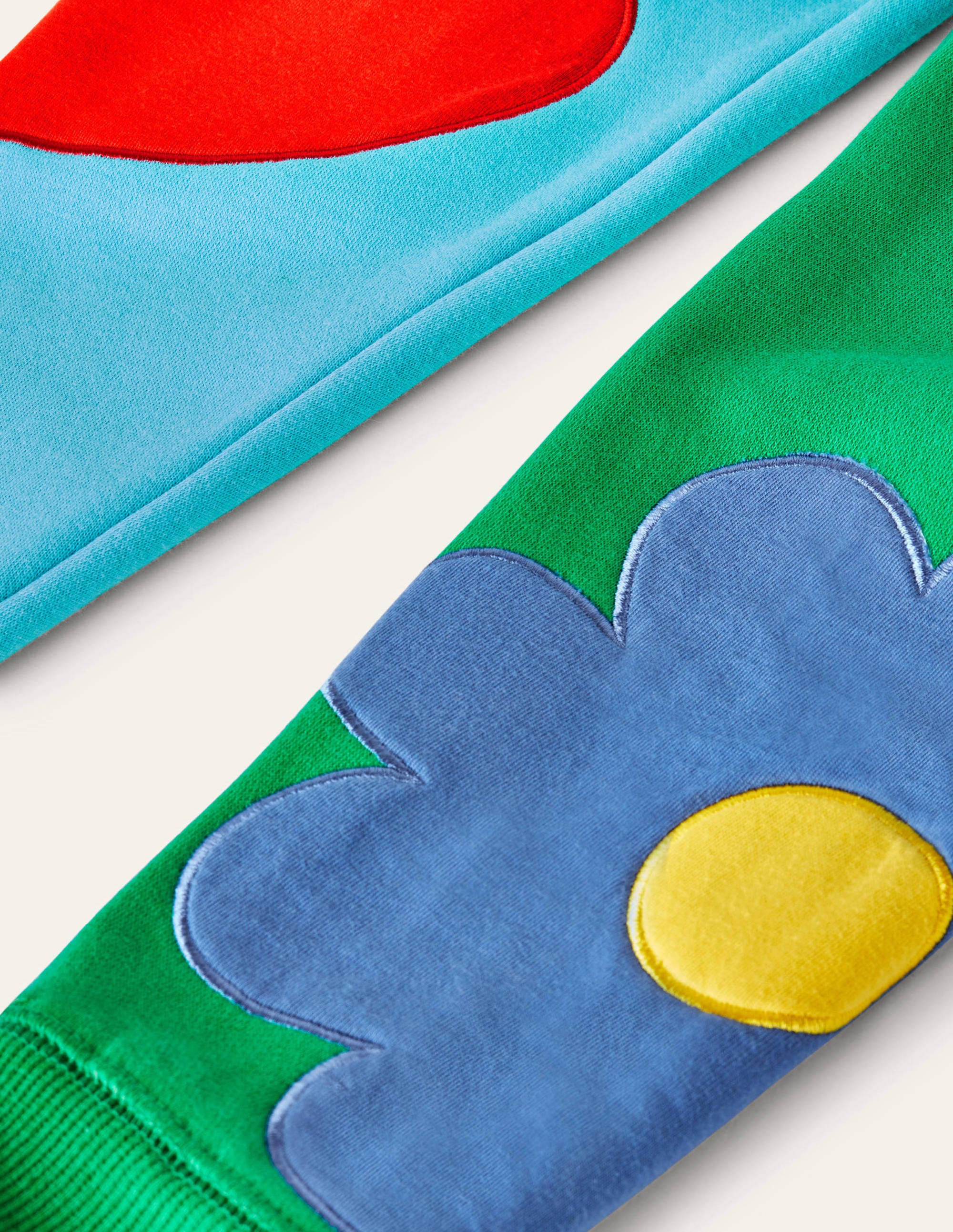 Colour Block Appliqué Jogger-Aqua/ Green Pepper Flowers - Image 3