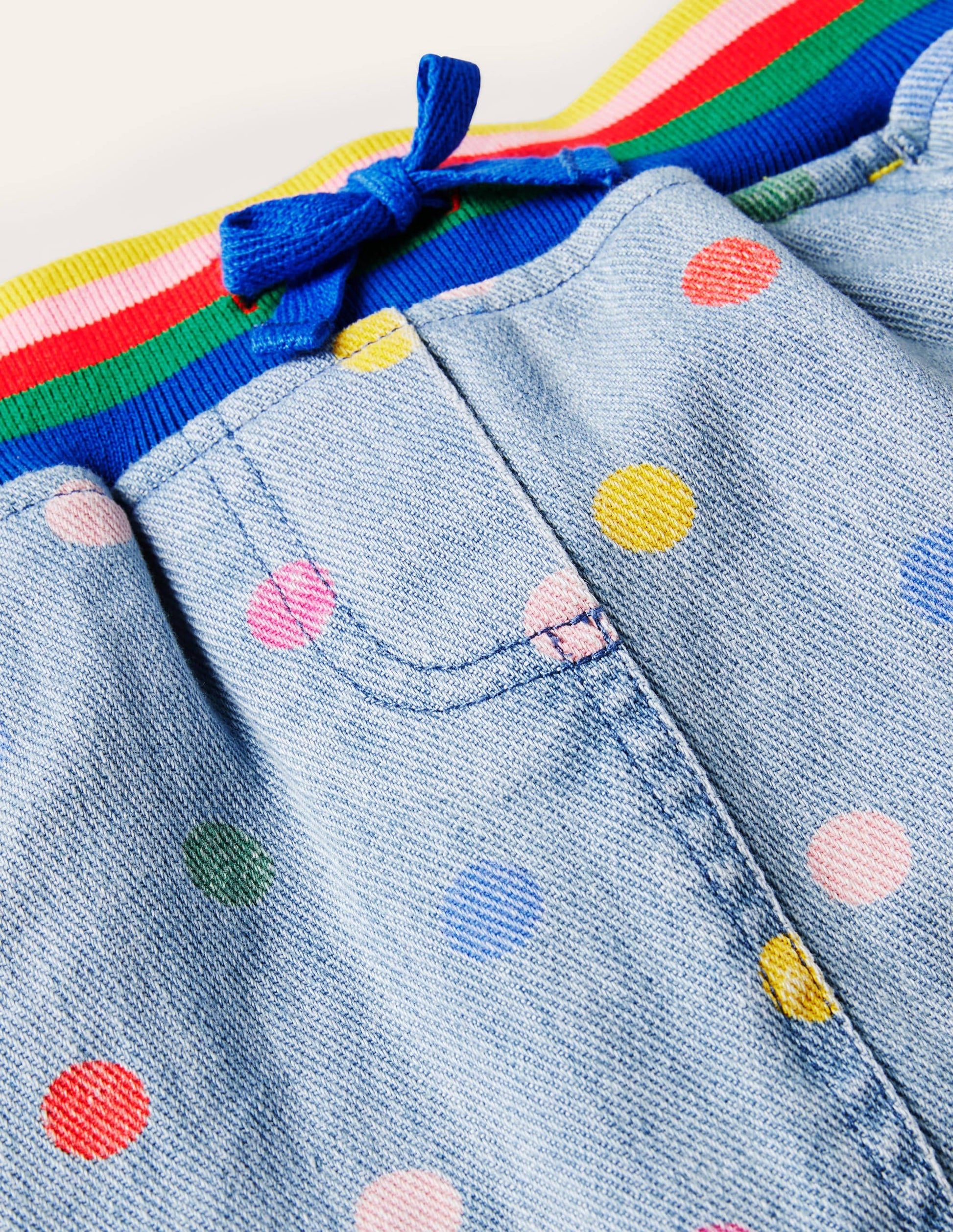 Rainbow Rib Denim Skirt-Chambray Multi Spot-3