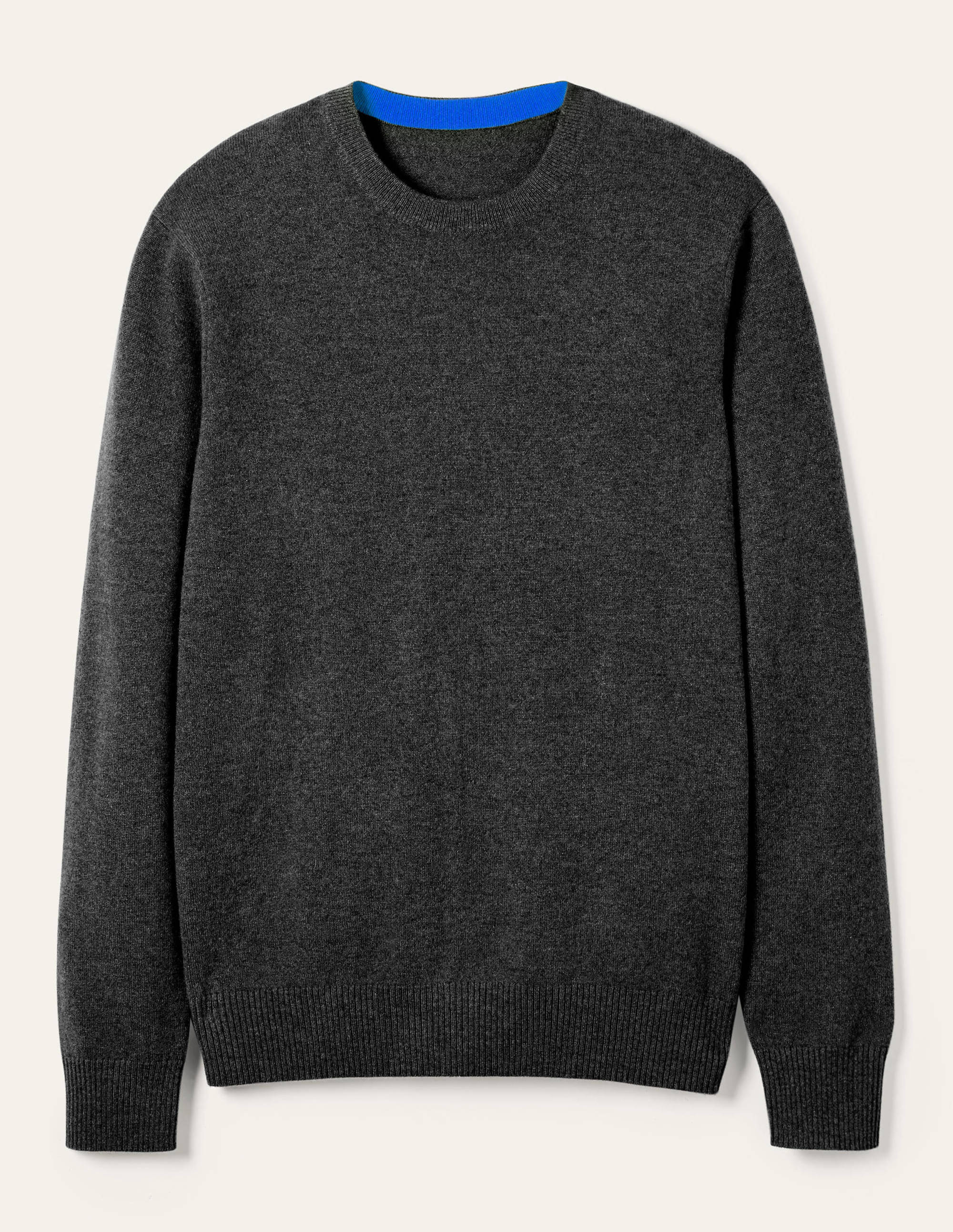 Cashmere Crew Neck Jumper-Dark Grey Melange - Image 5