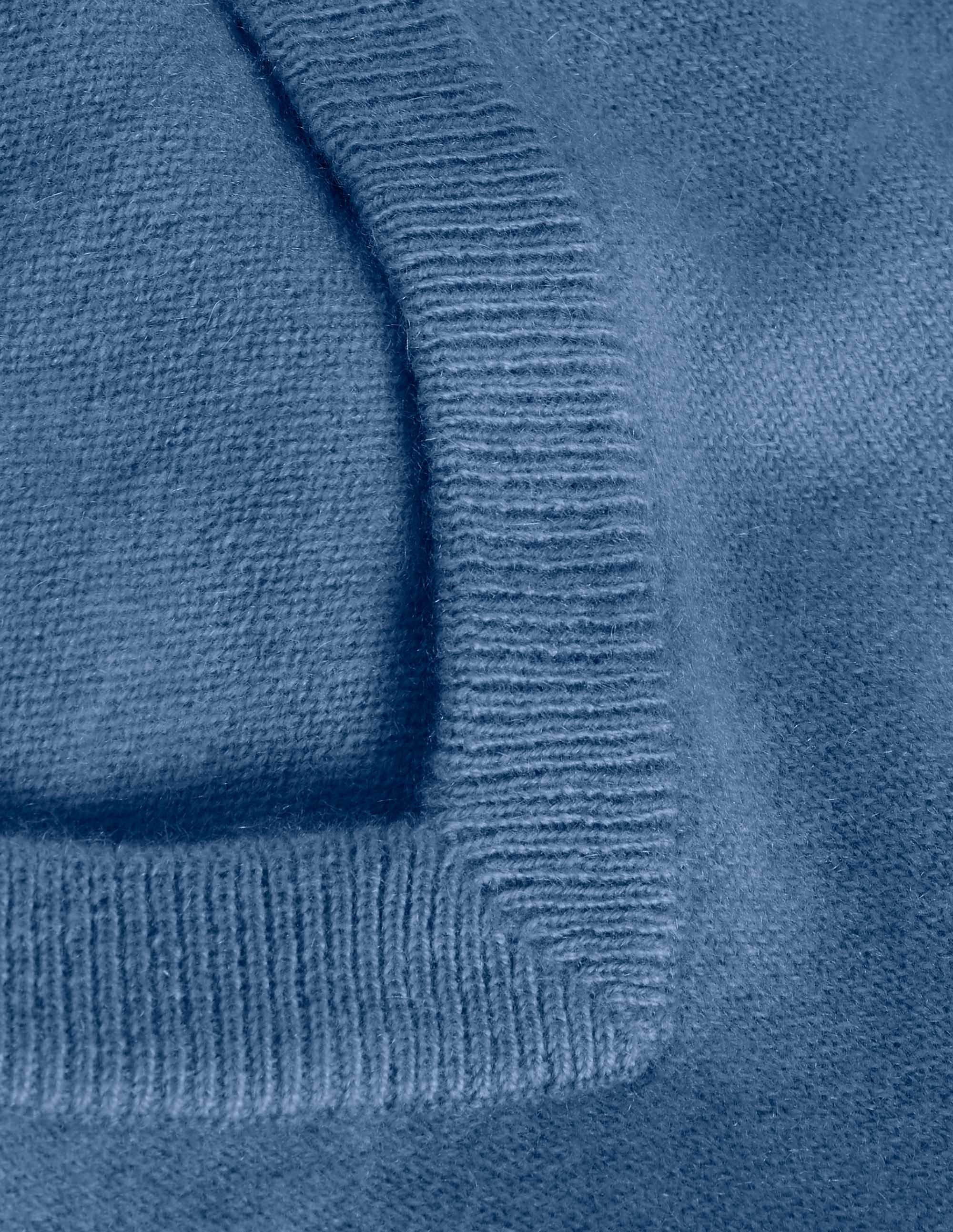Cashmere V-neck Jumper-Dusk Blue - Image 5