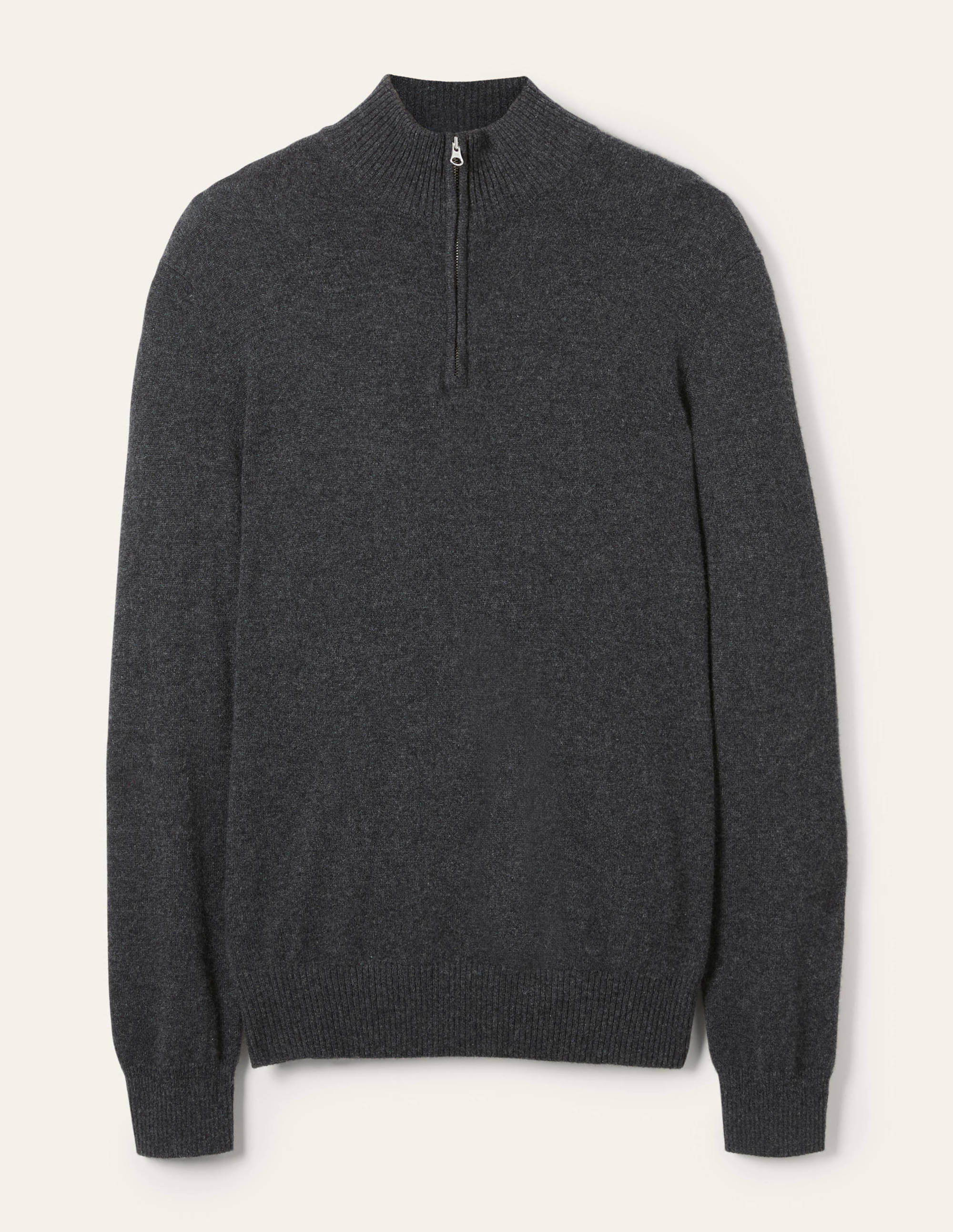 Cashmere Half-Zip Jumper-Dark Grey Melange - Image 6