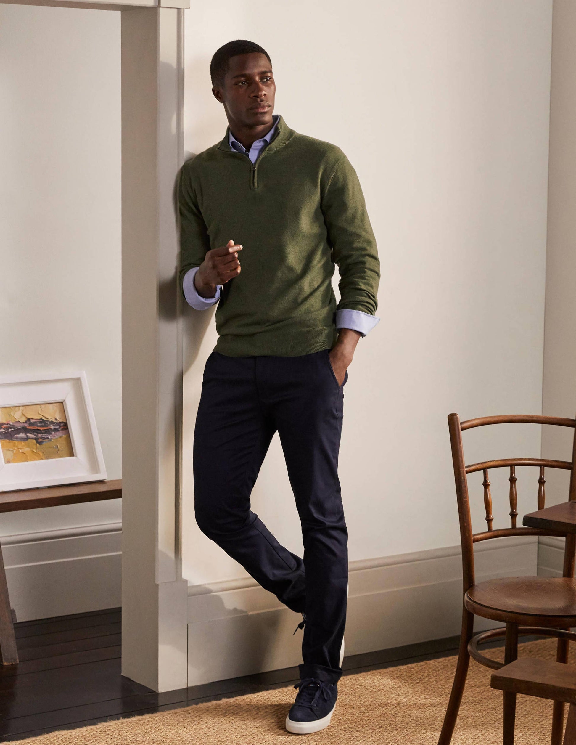 Lambswool Half-Zip-Grassland Green-2