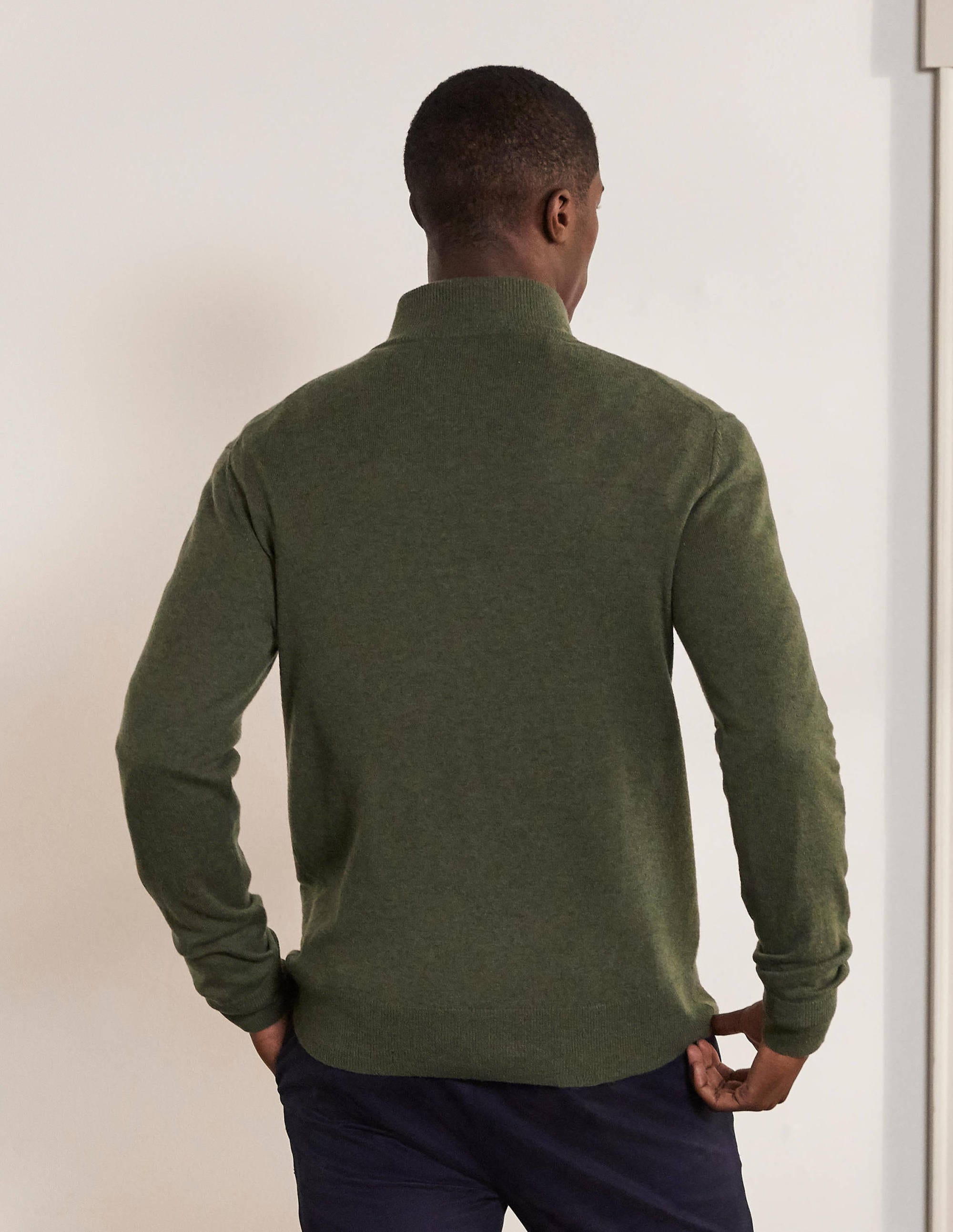 Lambswool Half-Zip-Grassland Green - Image 3