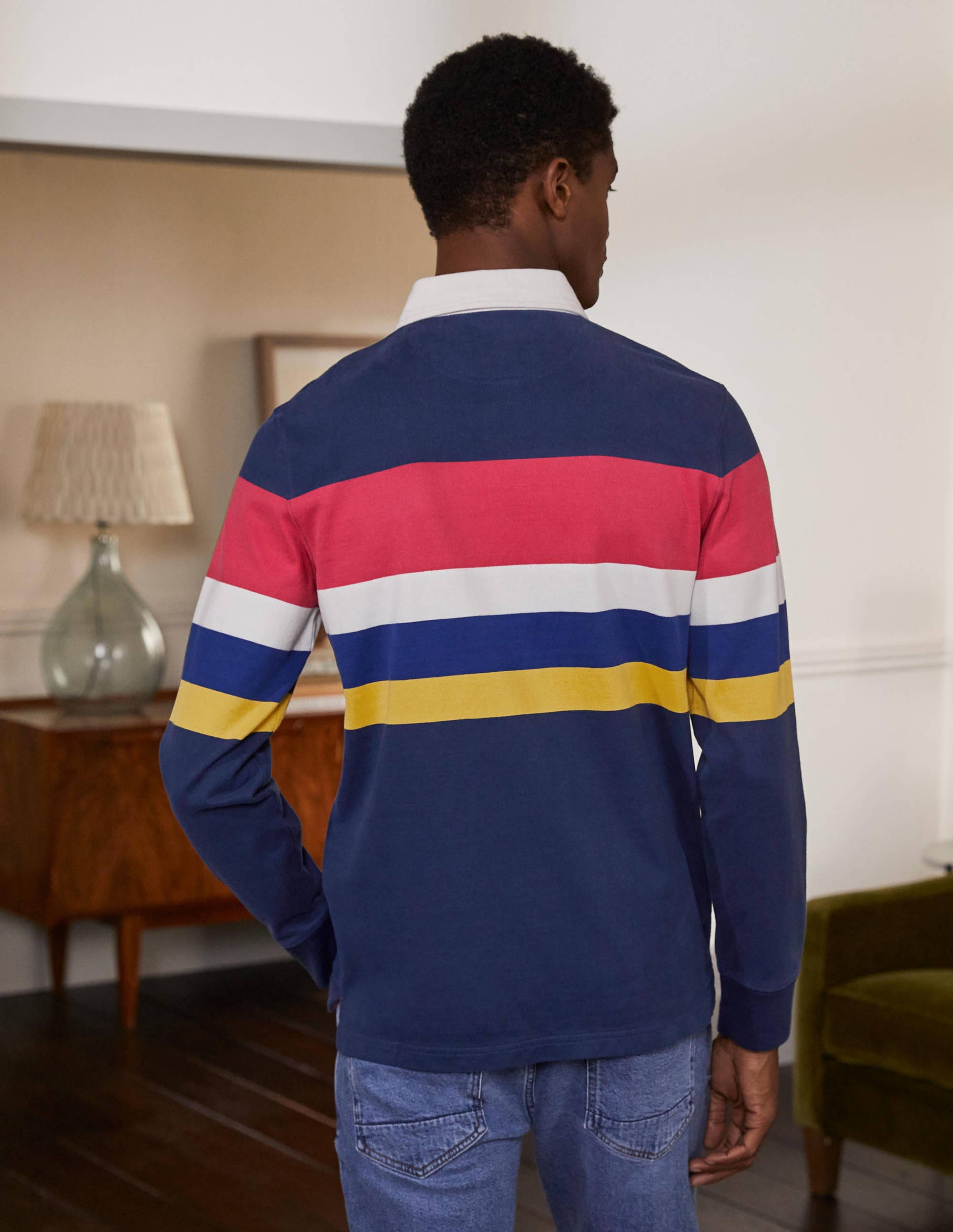 Rugby Shirt-School Navy Multi Chest Stripe - Image 3