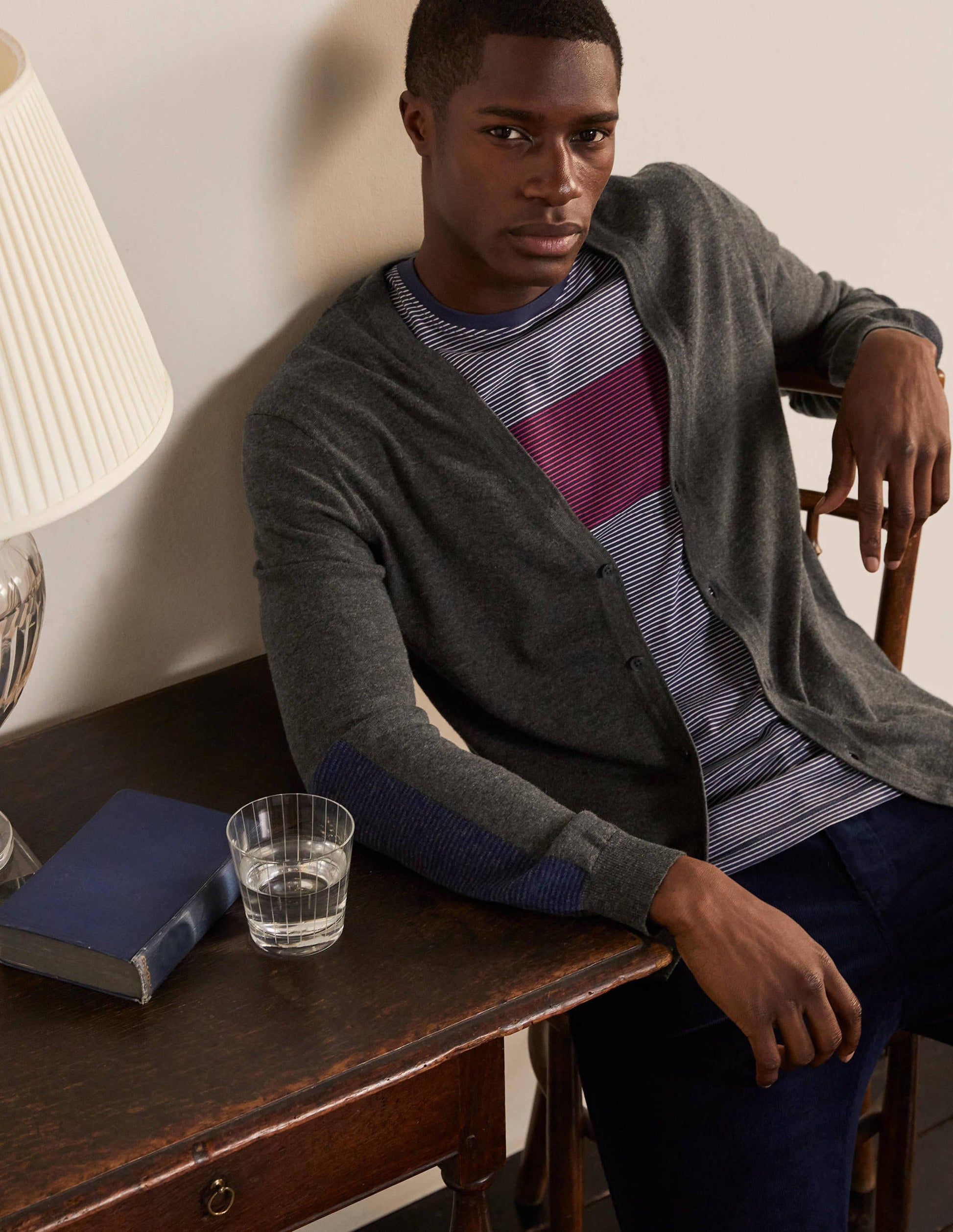 Merino Blend Cardigan-Graphite Melange-1
