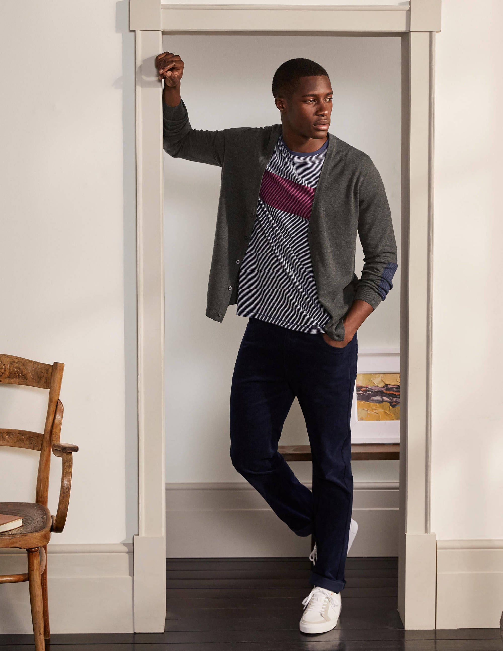 Merino Blend Cardigan-Graphite Melange - Image 4