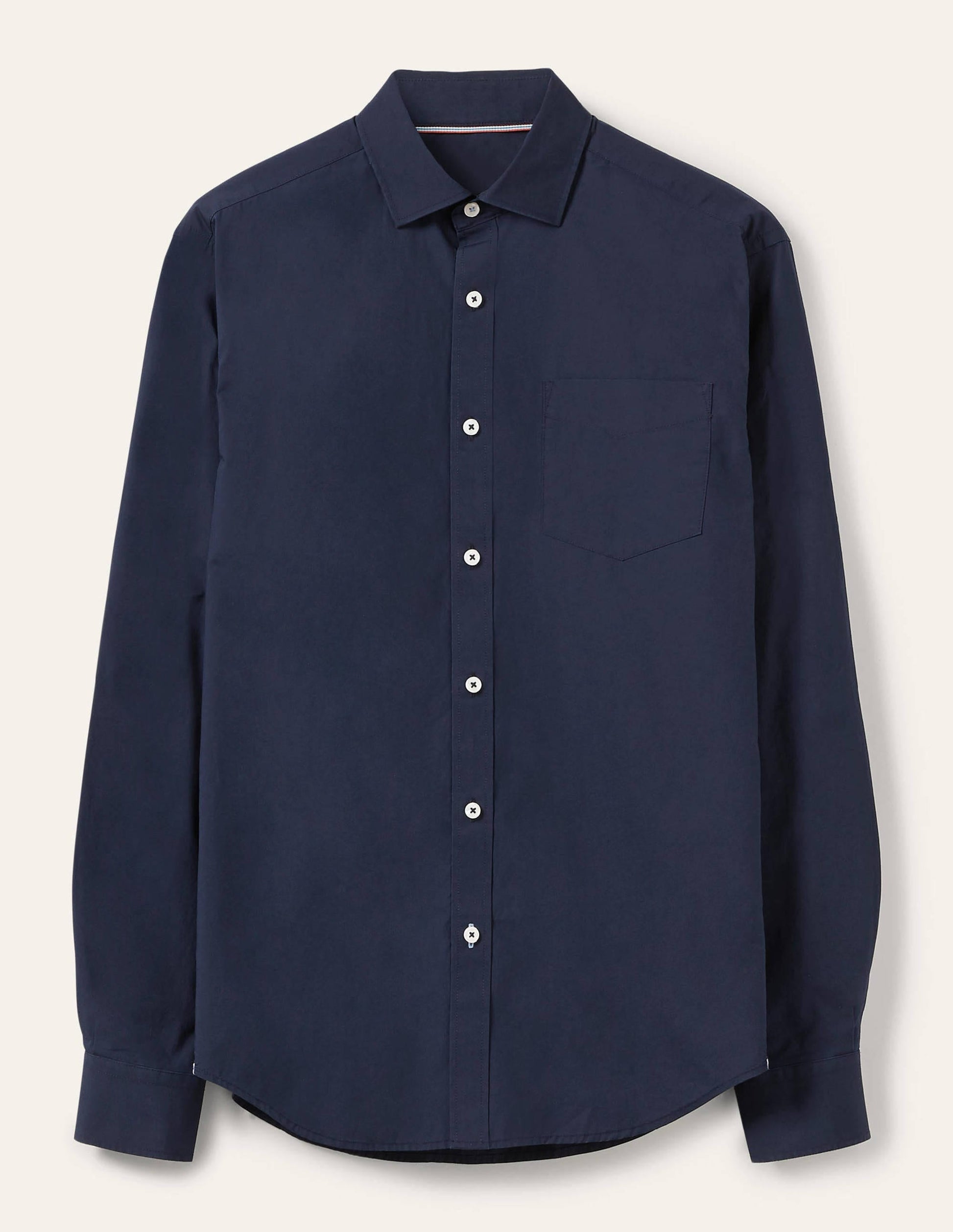 Cutaway Collar Poplin Shirt-Navy-6