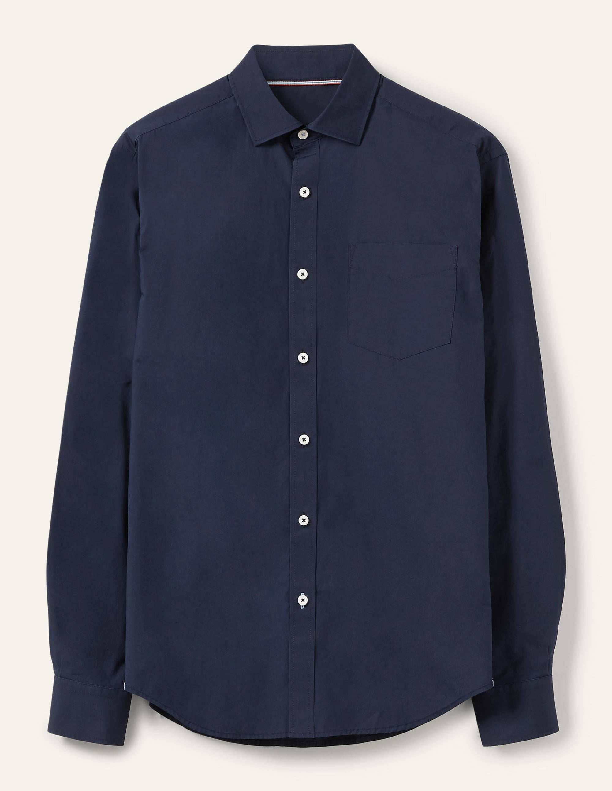 Cutaway Collar Poplin Shirt-Navy - Image 6