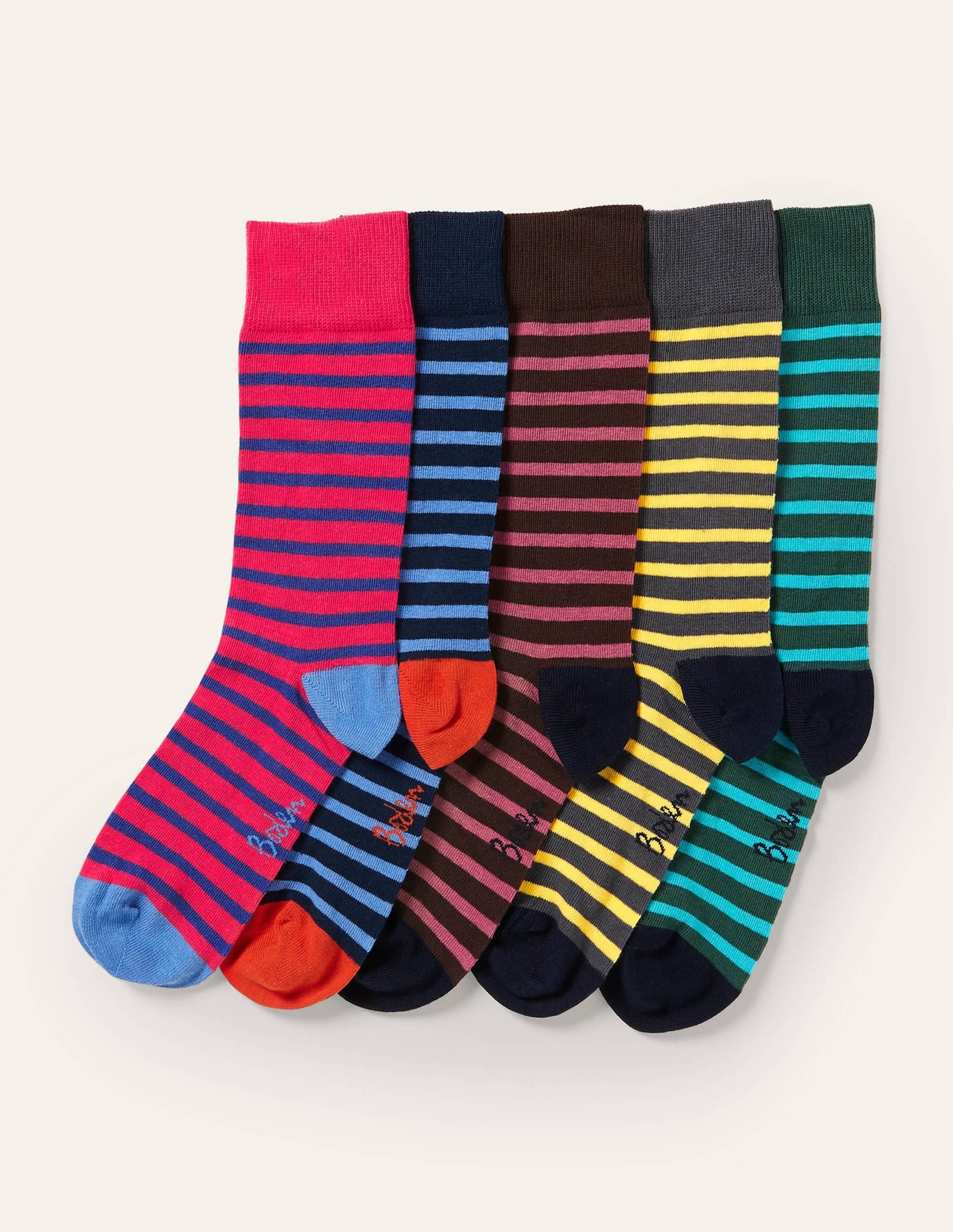 5 Pack Favourite Socks-Slim Stripe Multi Pack-1