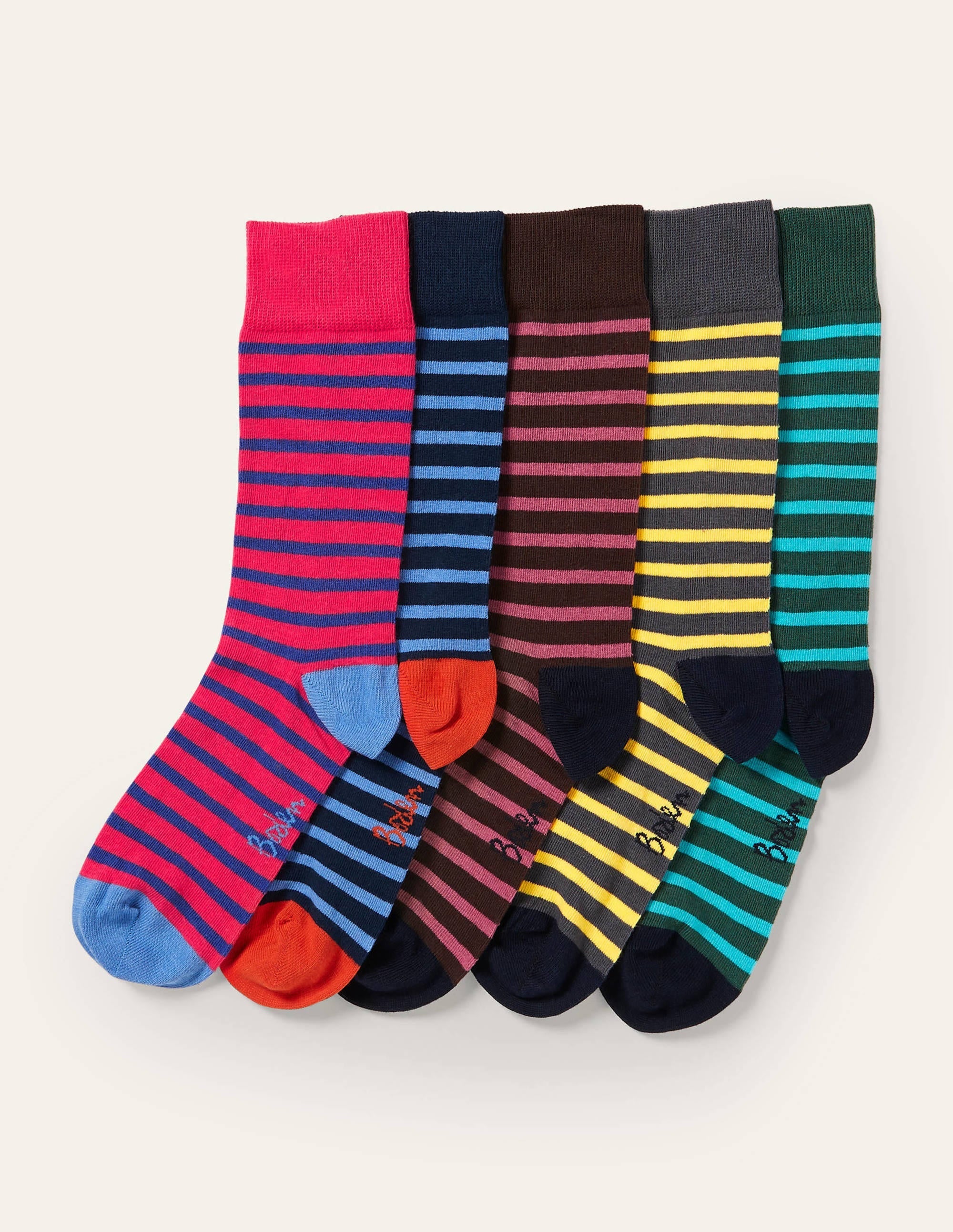 5 Pack Favourite Socks-Slim Stripe Multi Pack - Image 1