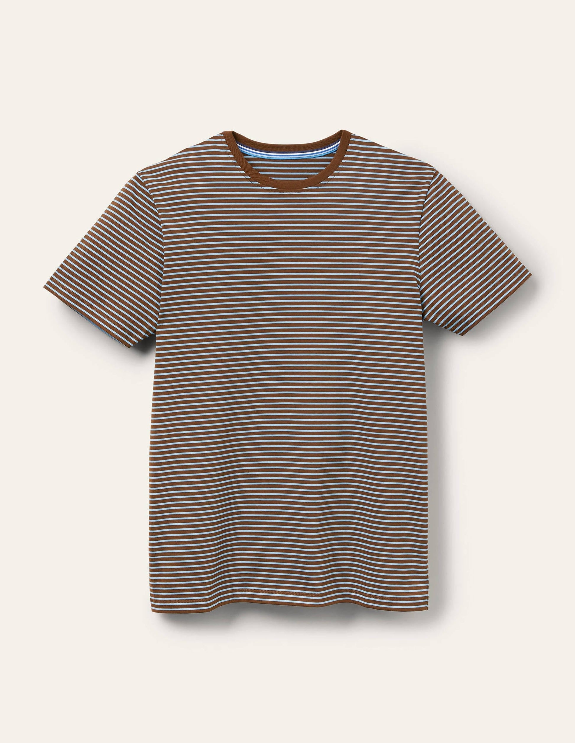 Classic Cotton T-shirt-Cacao/ Lichen Blue Stripe-5