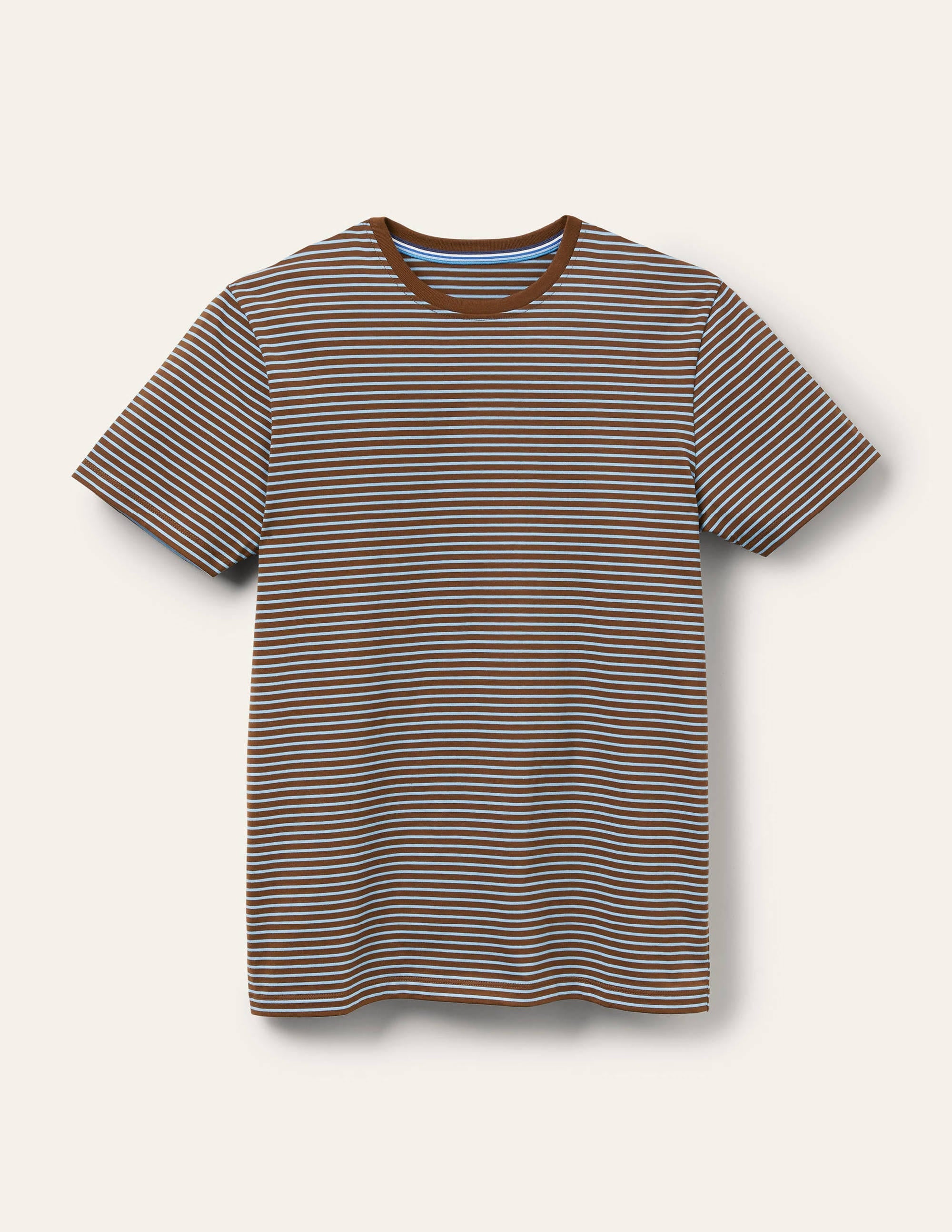 Classic Cotton T-shirt-Cacao/ Lichen Blue Stripe - Image 5