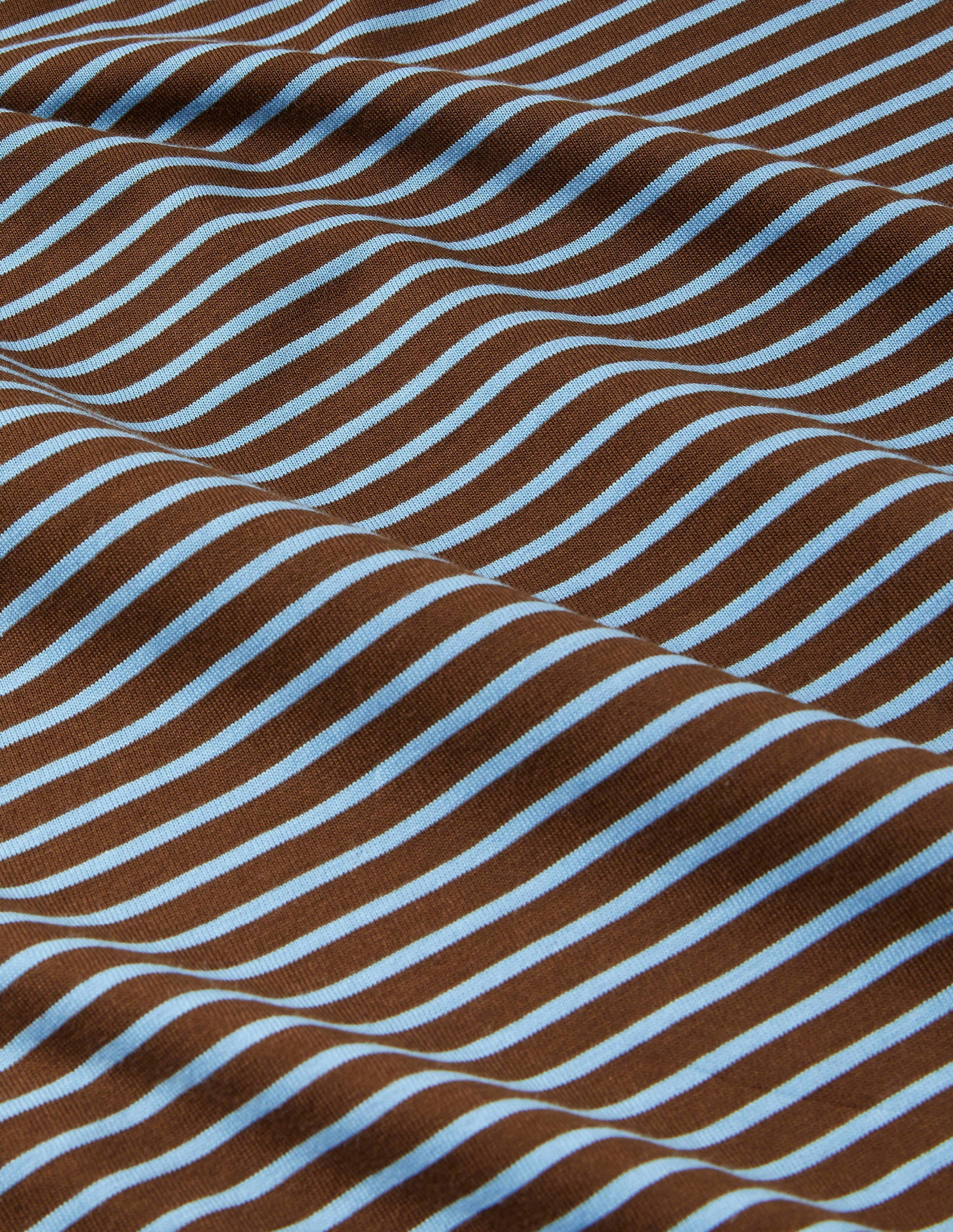 Classic Cotton T-shirt-Cacao/ Lichen Blue Stripe - Image 6