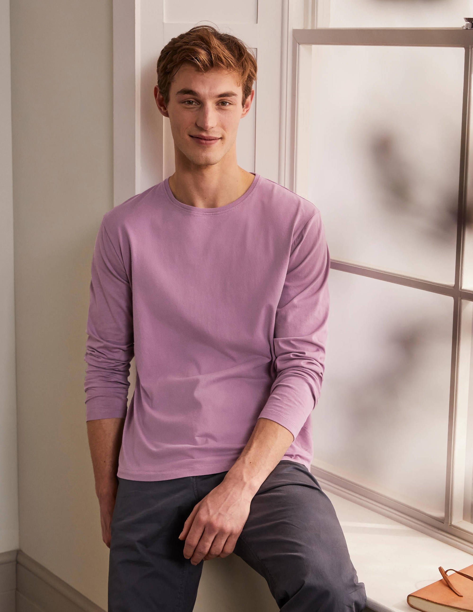 Classic Long-sleeved T-shirt-Dusky Mauve - Image 1