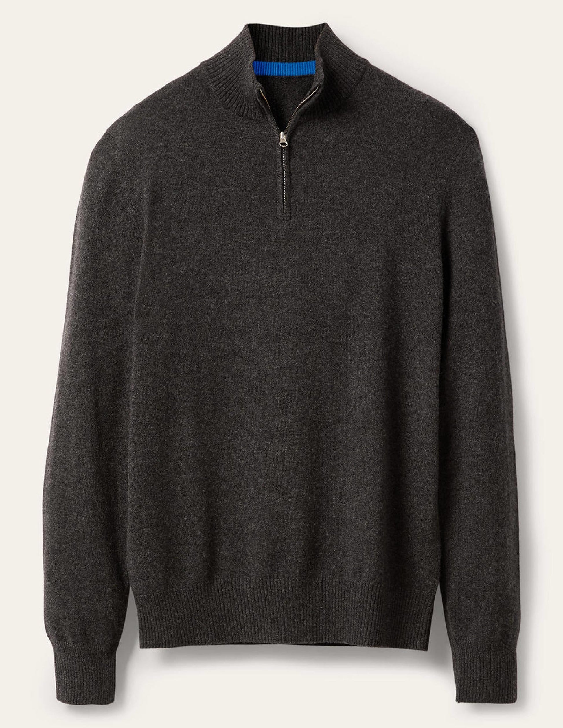 Cashmere Half-Zip Jumper-Dark Grey Melange-2