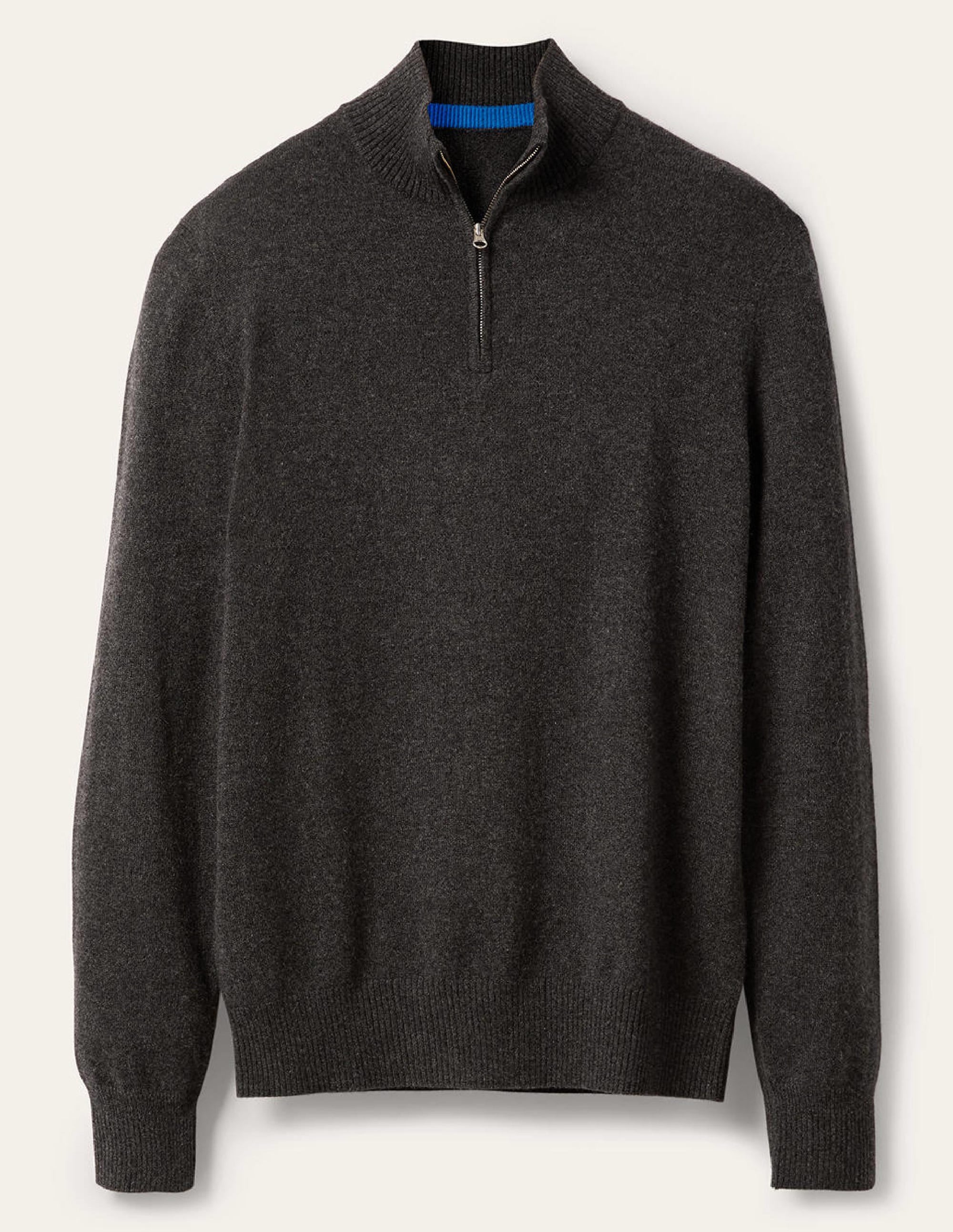 Cashmere Half-Zip Jumper-Dark Grey Melange - Image 2