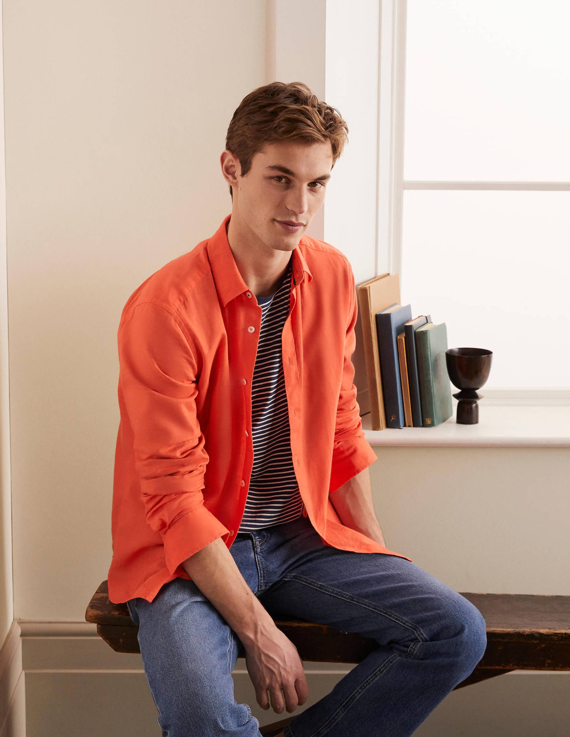 Linen Cotton Shirt-Tropical Coral - Image 1