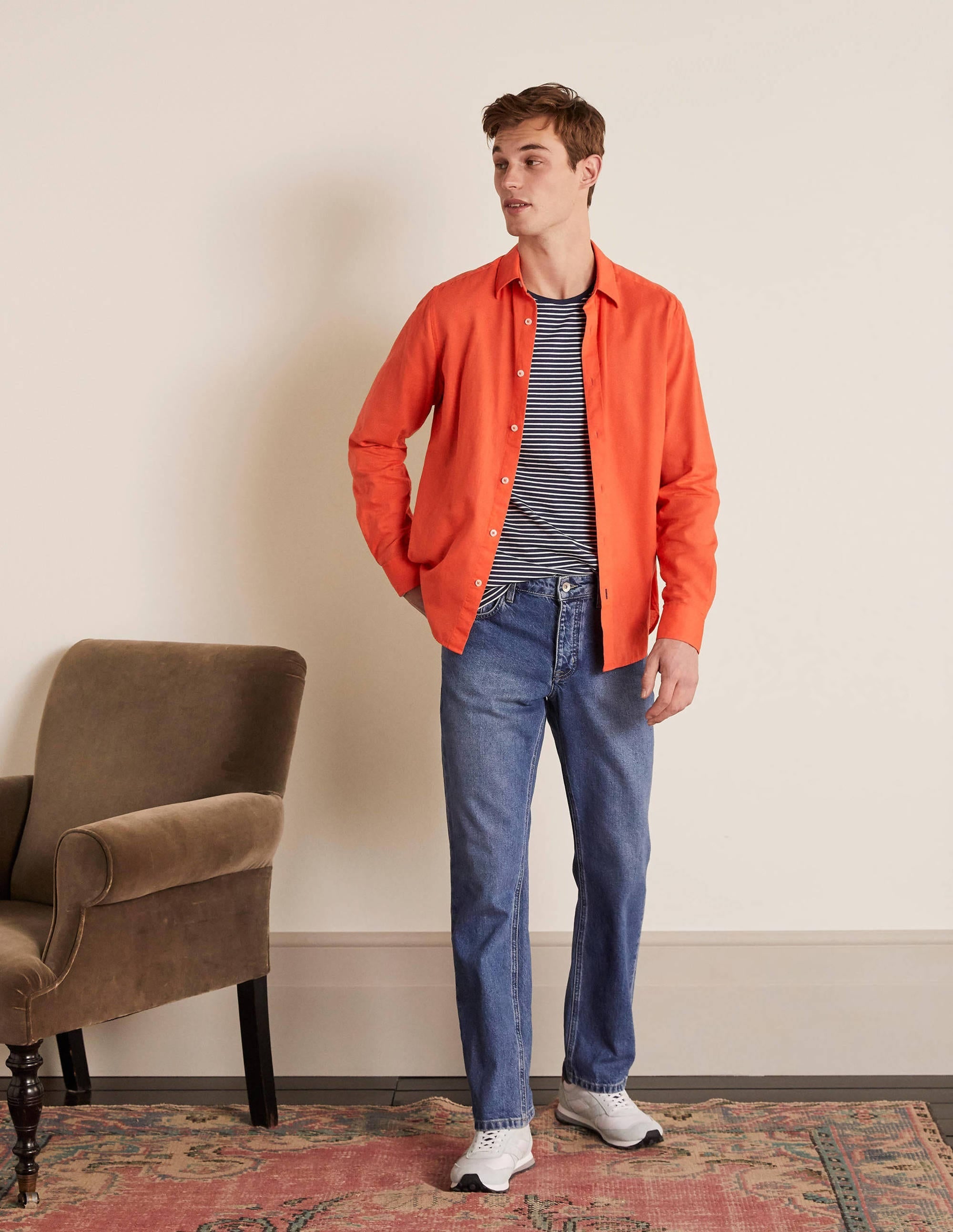 Linen Cotton Shirt-Tropical Coral - Image 2