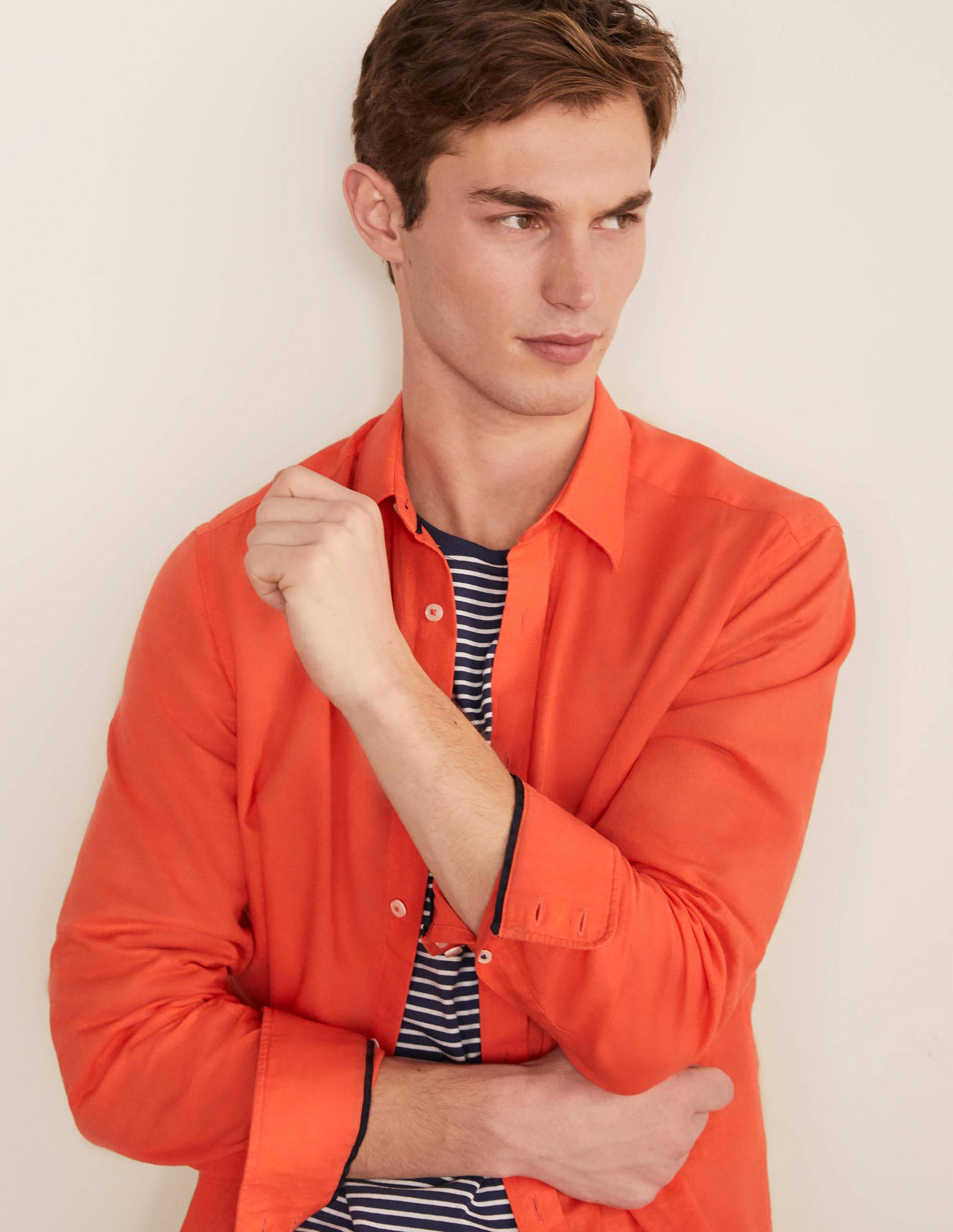 Linen Cotton Shirt-Tropical Coral - Image 4