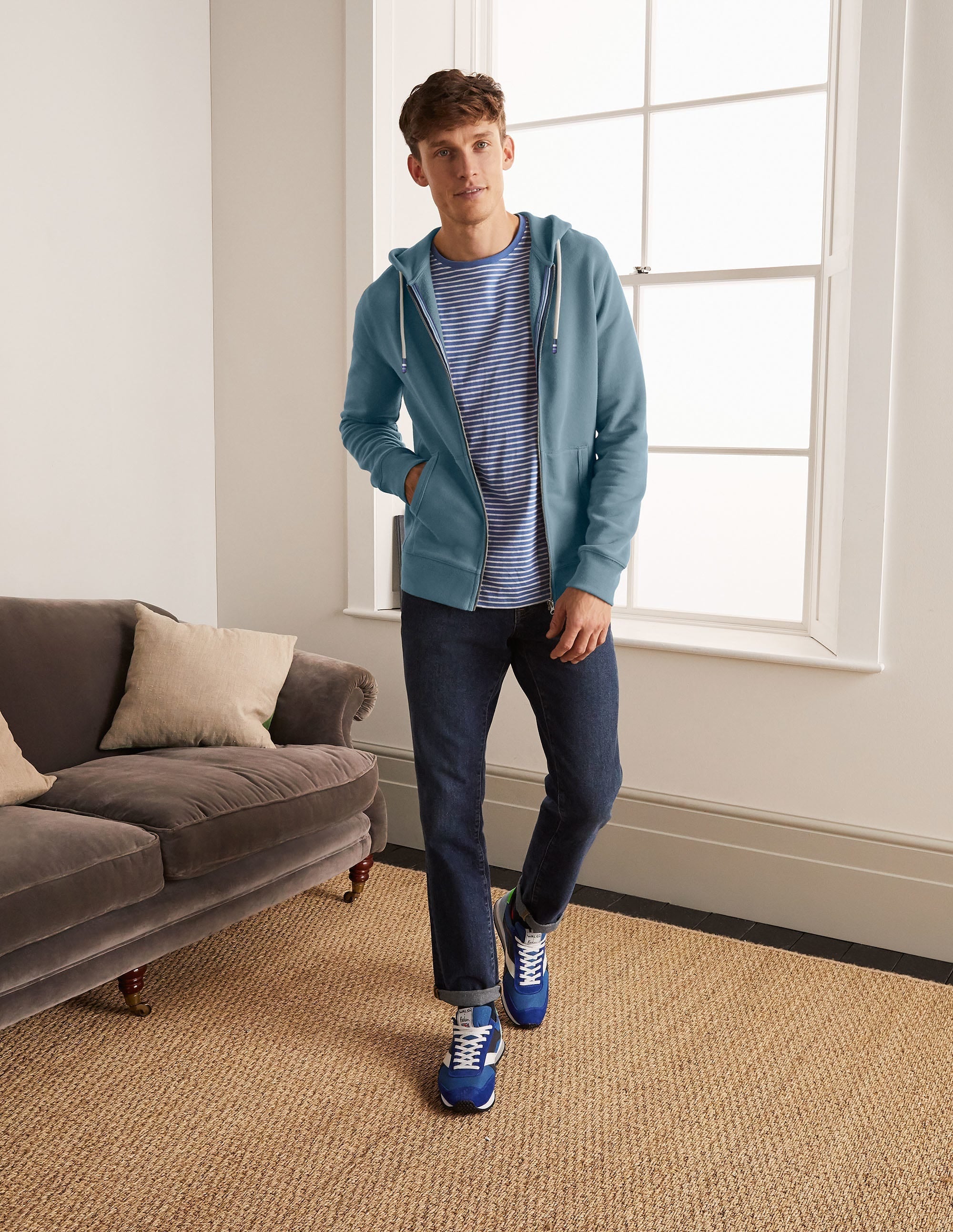 Irvine Zip Up Hoodie-Topaz Blue - Image 4