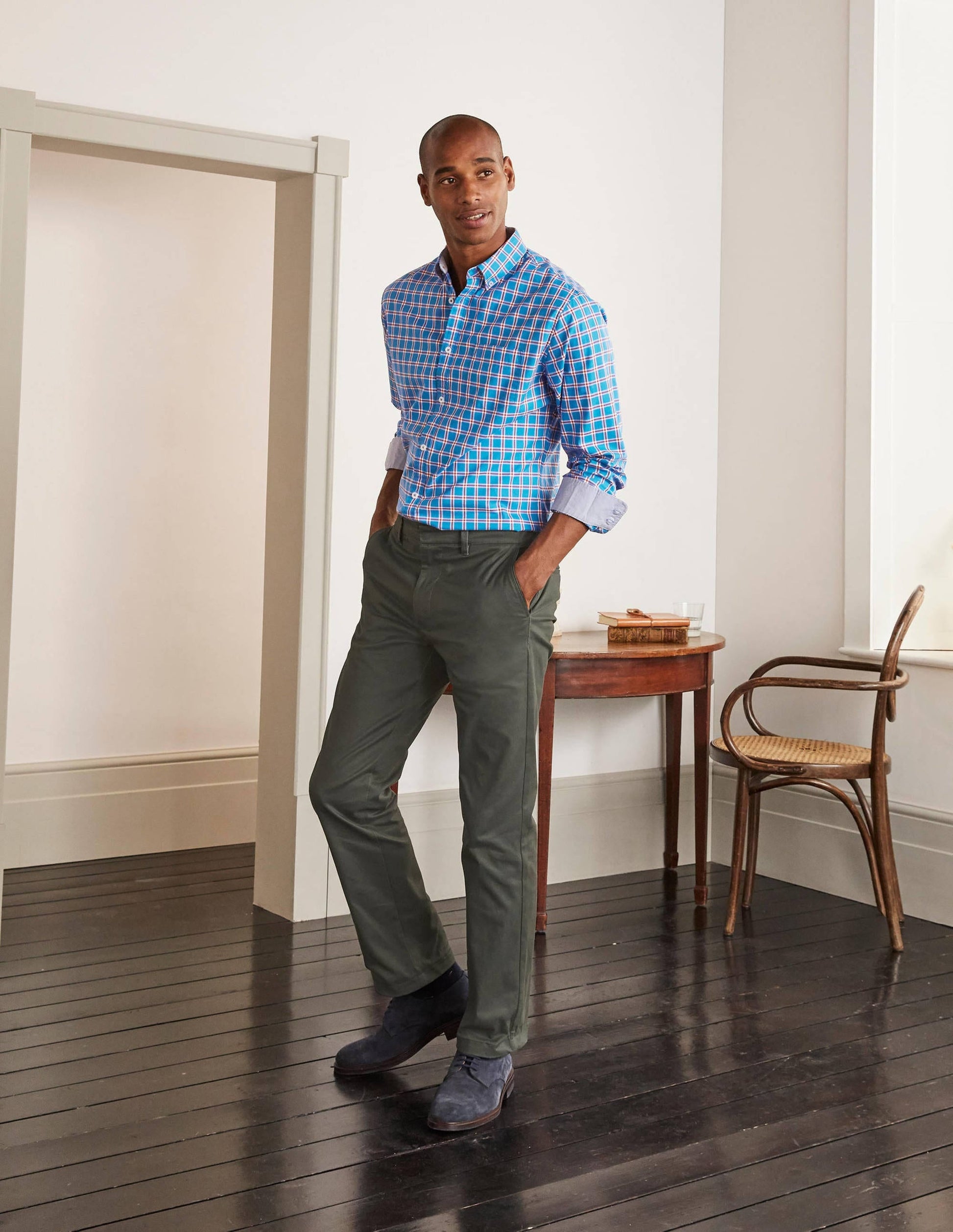 Casual Check Shirt-Peacock Blue Check-2