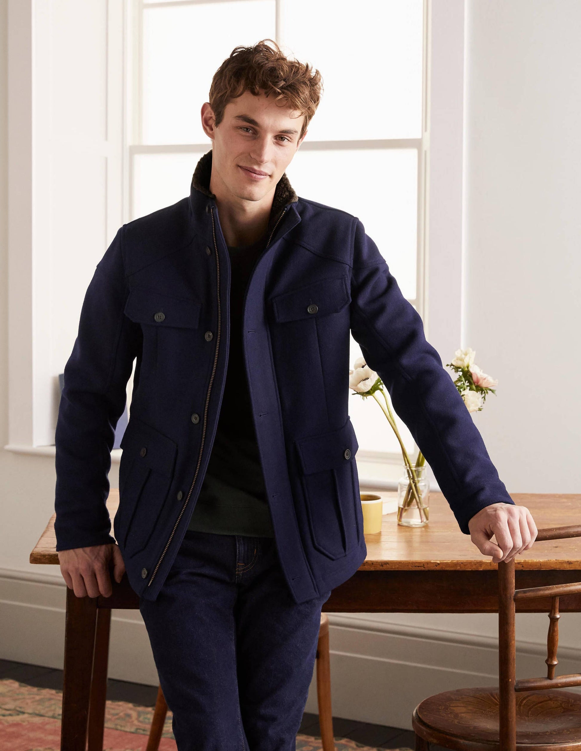 Monmouth Wool Coat-Navy-1
