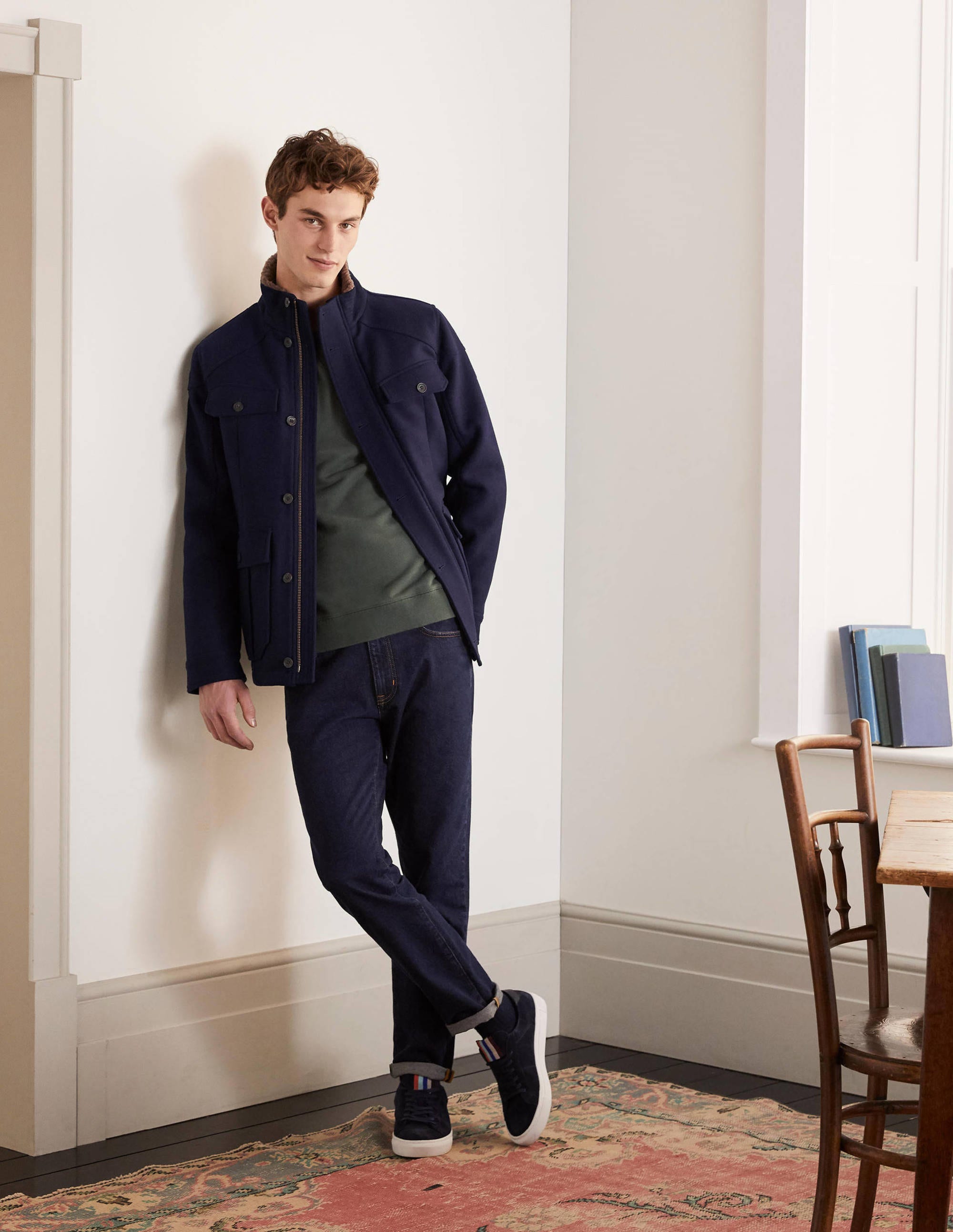 Monmouth Wool Coat-Navy - Image 2
