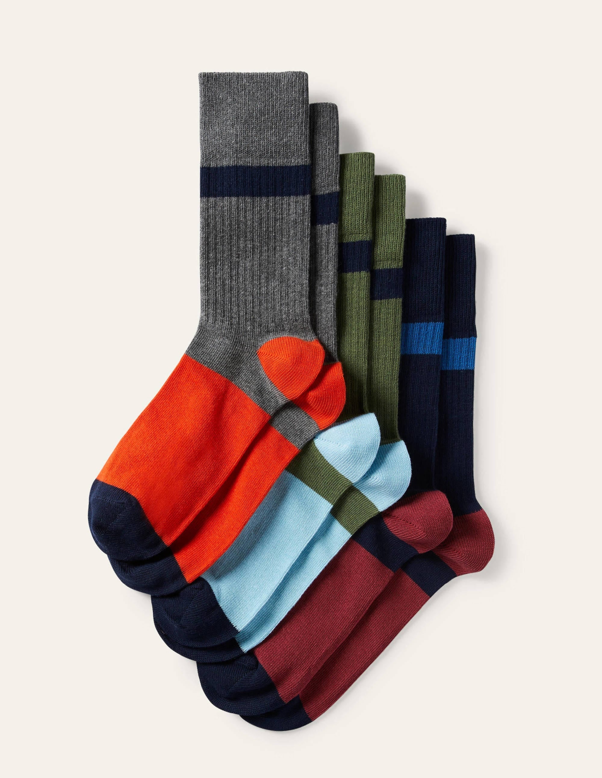Favourite Ribbed Socks-Mixed Colourblock Pack - Image 1