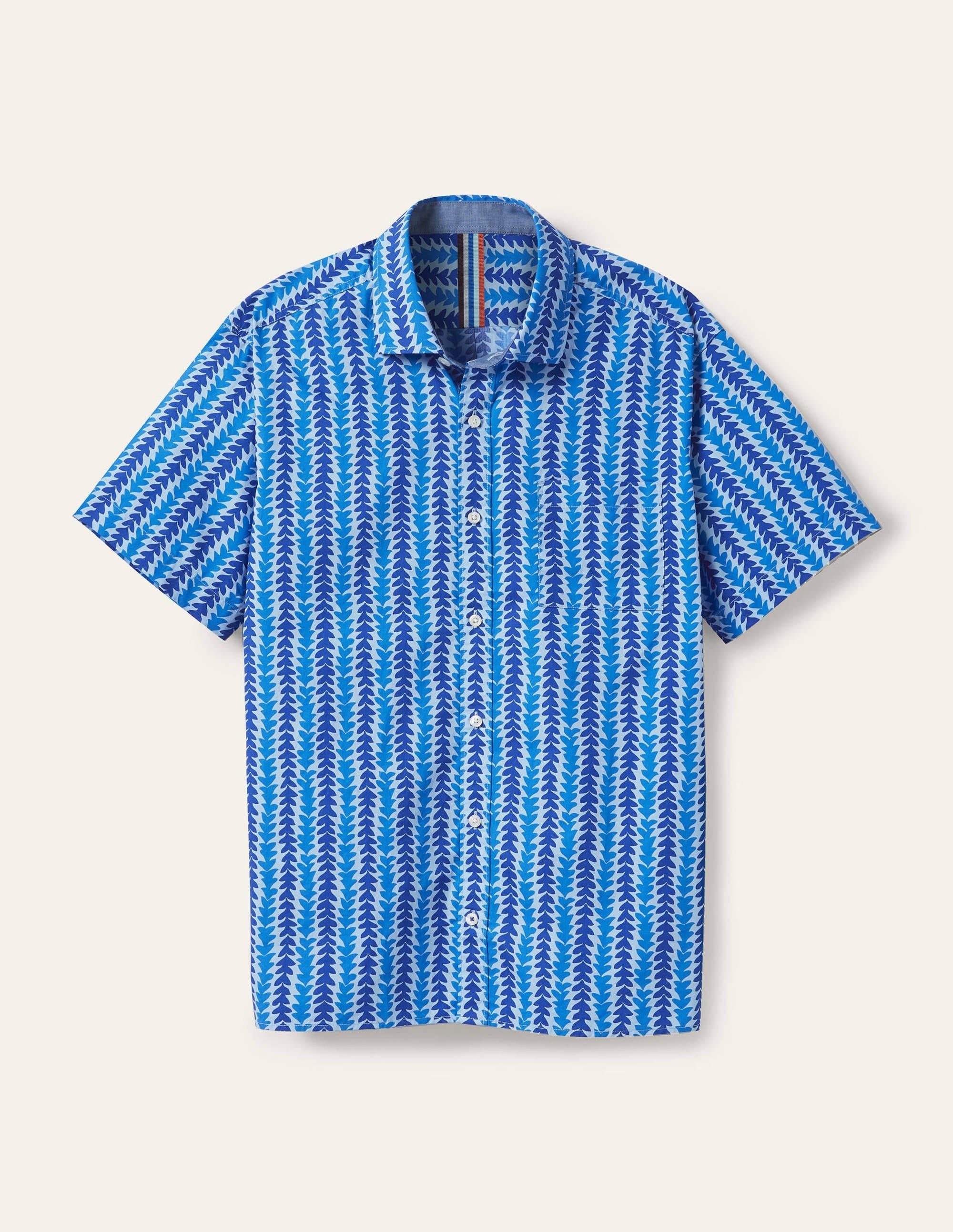 Printed Short Sleeve Shirt-Regal Blue Tropical Stripe - Image 5